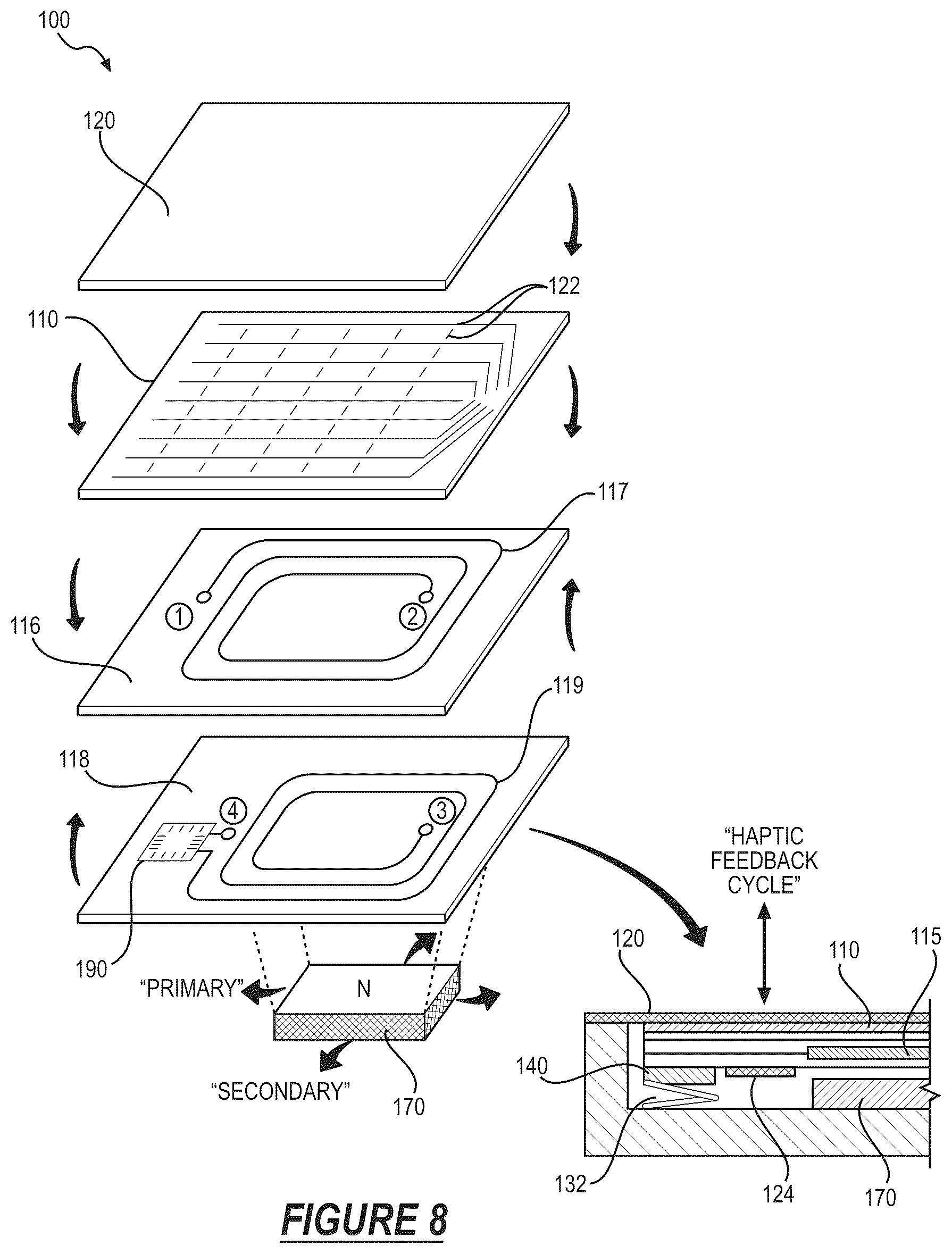 Patent US12422951 Figure 8 – Materials and structures for spacer elements in a human-computer interface system