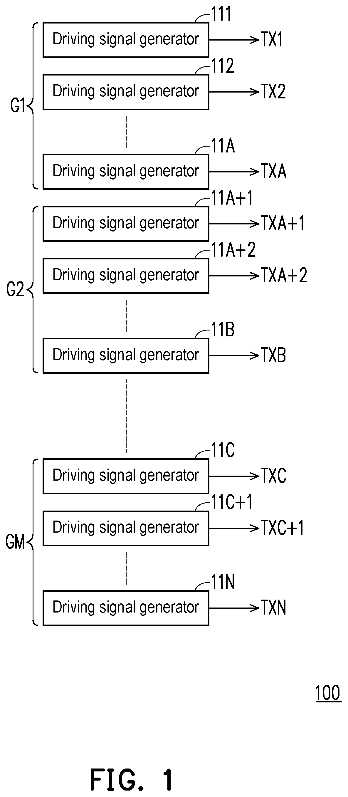 Patent US12422952 Figure 1 – Touch detection circuit