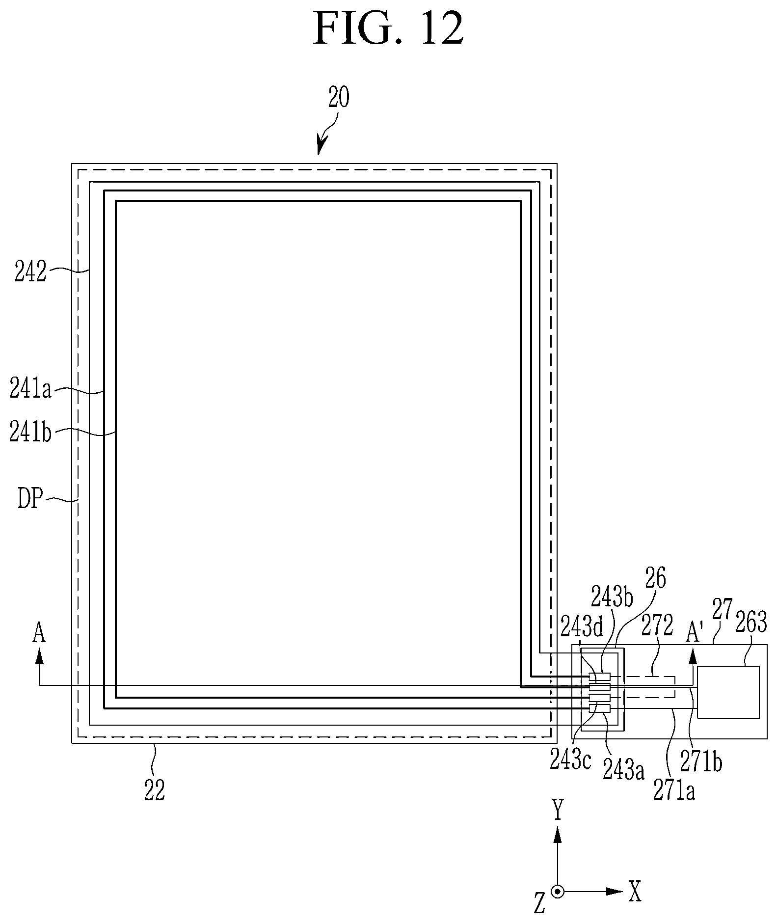 Patent US12422953 Figure 12 – Stylus pen, antenna module, touch sensor, and electronic device