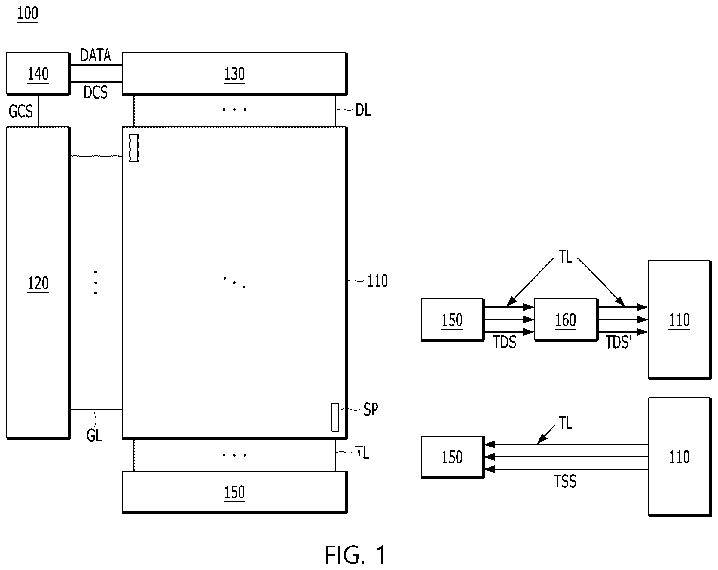 Patent US12422963 Figure 1 – Touch display device