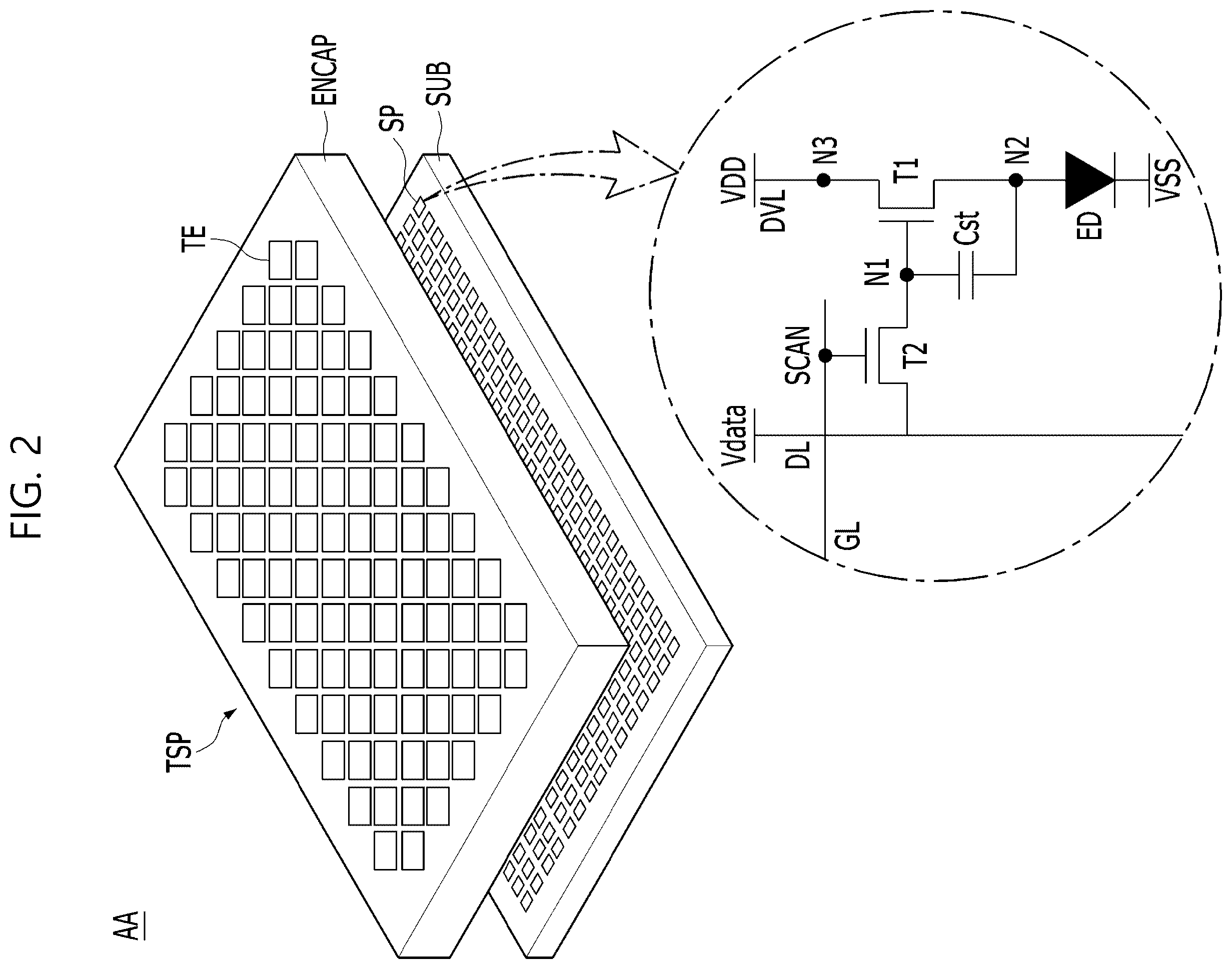 Patent US12422963 Figure 2 – Touch display device