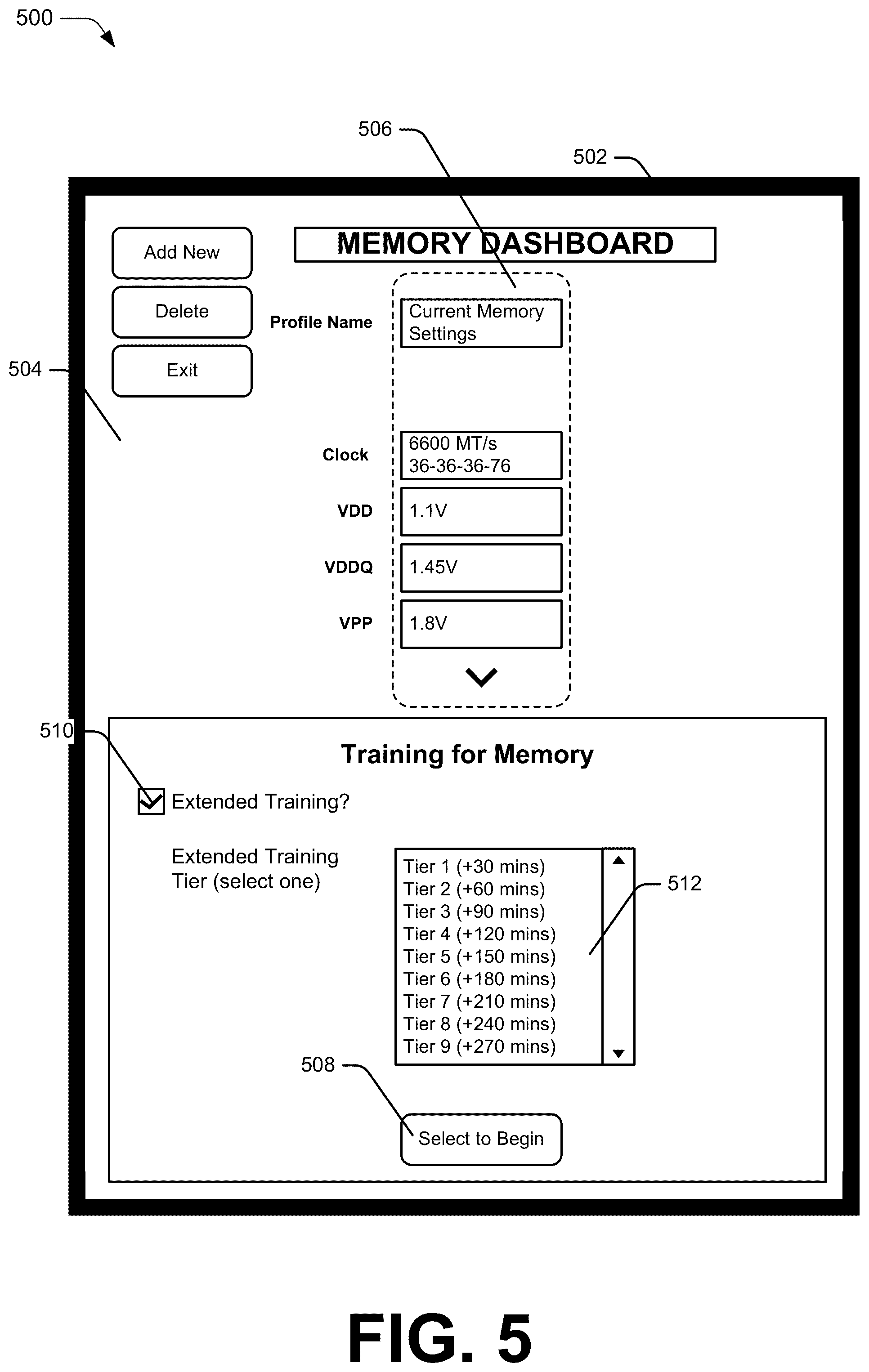 Patent US12422990 Figure 5 – Extended training for memory