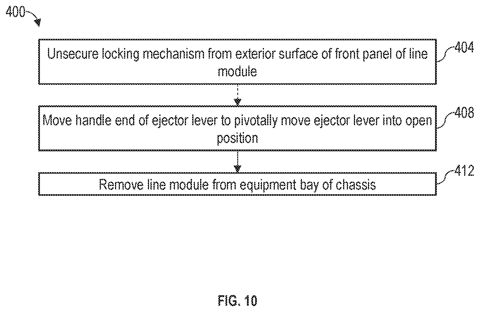 Patent US12426191 Figure 7 – Self-retractable ejector assembly for augmented field replaceable unit (FRU) extraction