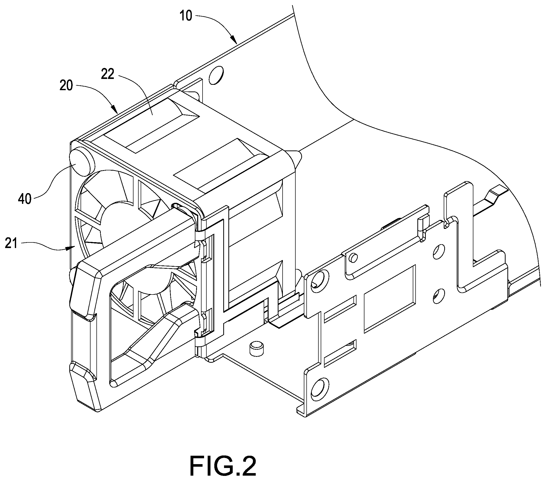 Patent US12426201 Figure 2 – Power supply device combined with vibration-resistant fan assembly having illuminated handle