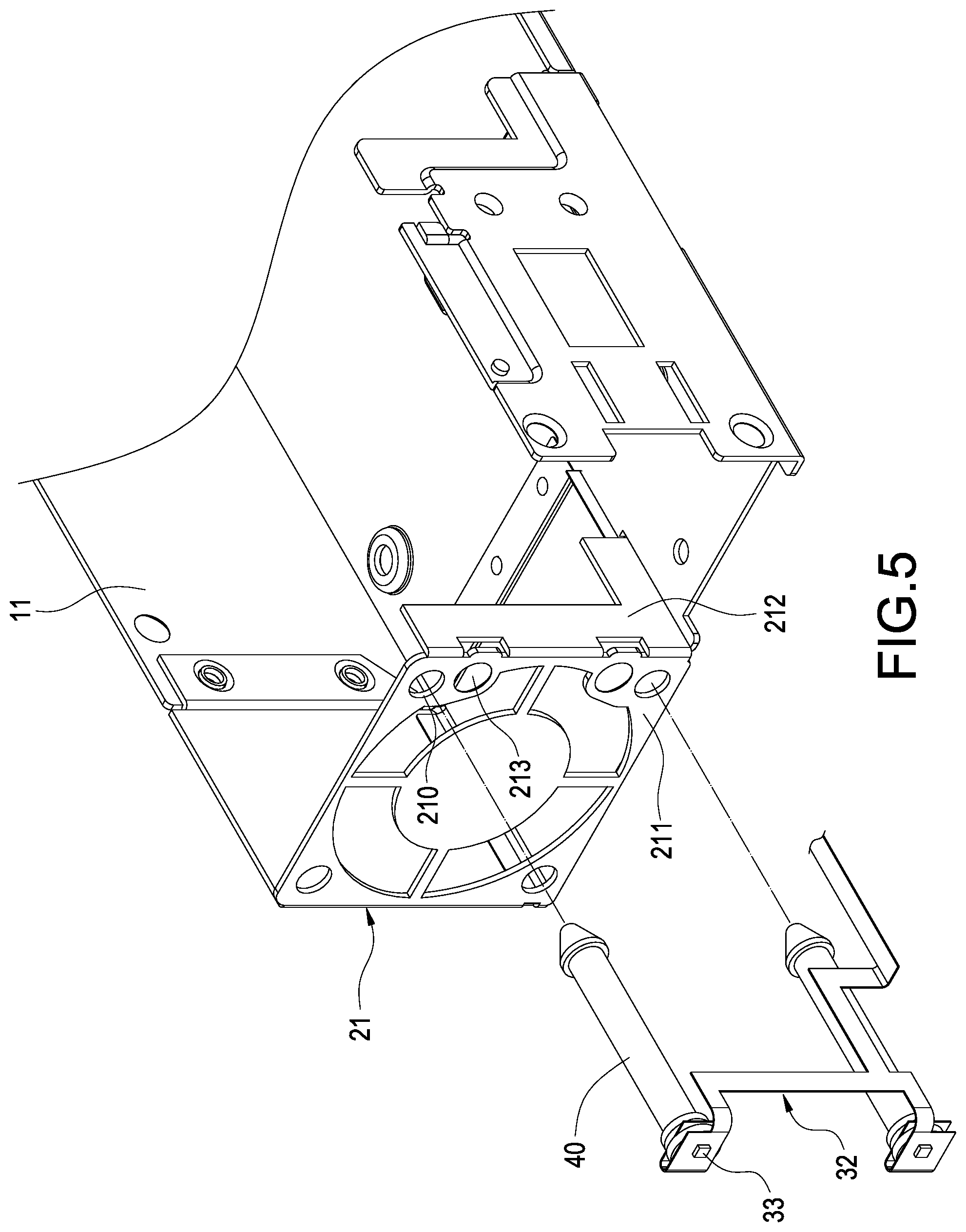 Patent US12426201 Figure 5 – Power supply device combined with vibration-resistant fan assembly having illuminated handle