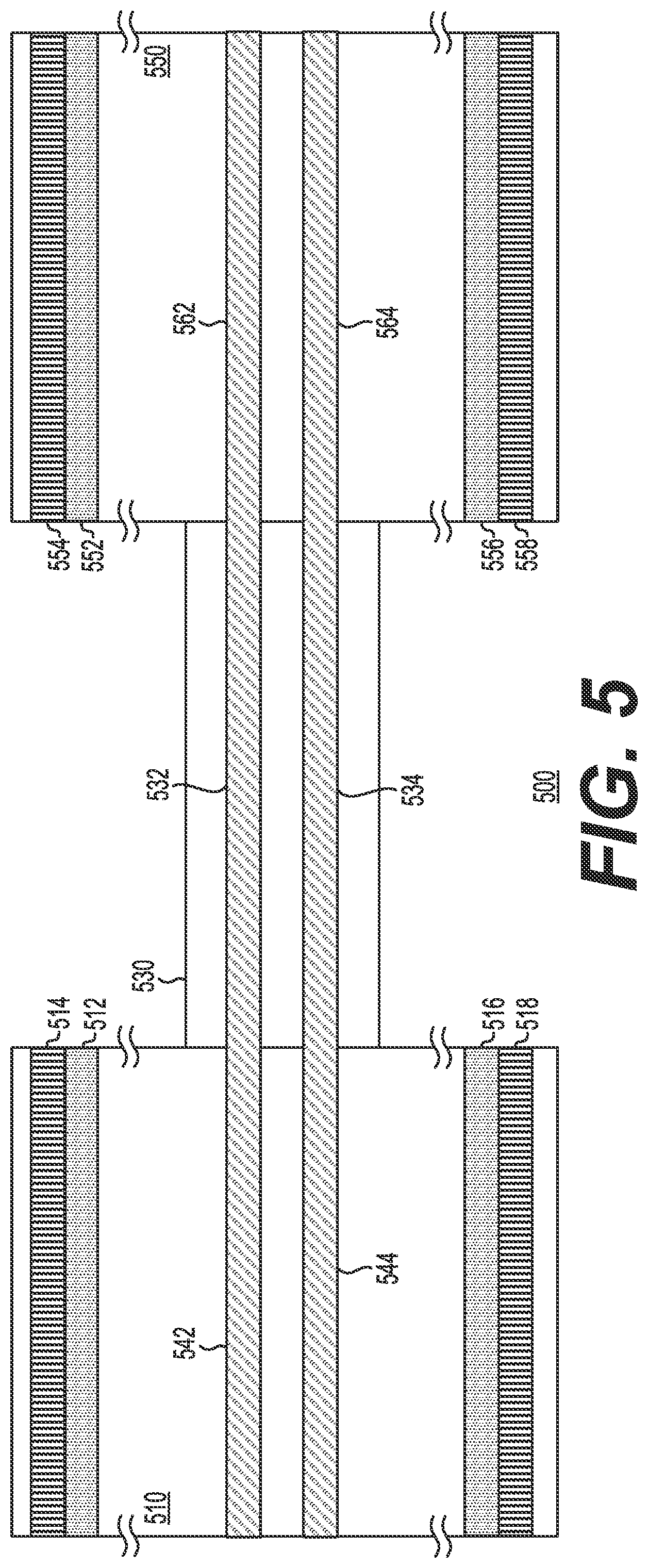 Patent US12426210 Figure 5 – Systems and methods for supporting a high thermal gradient between a qubit plane and a control system for the qubit plane using a superconducting rigid-flex circuit