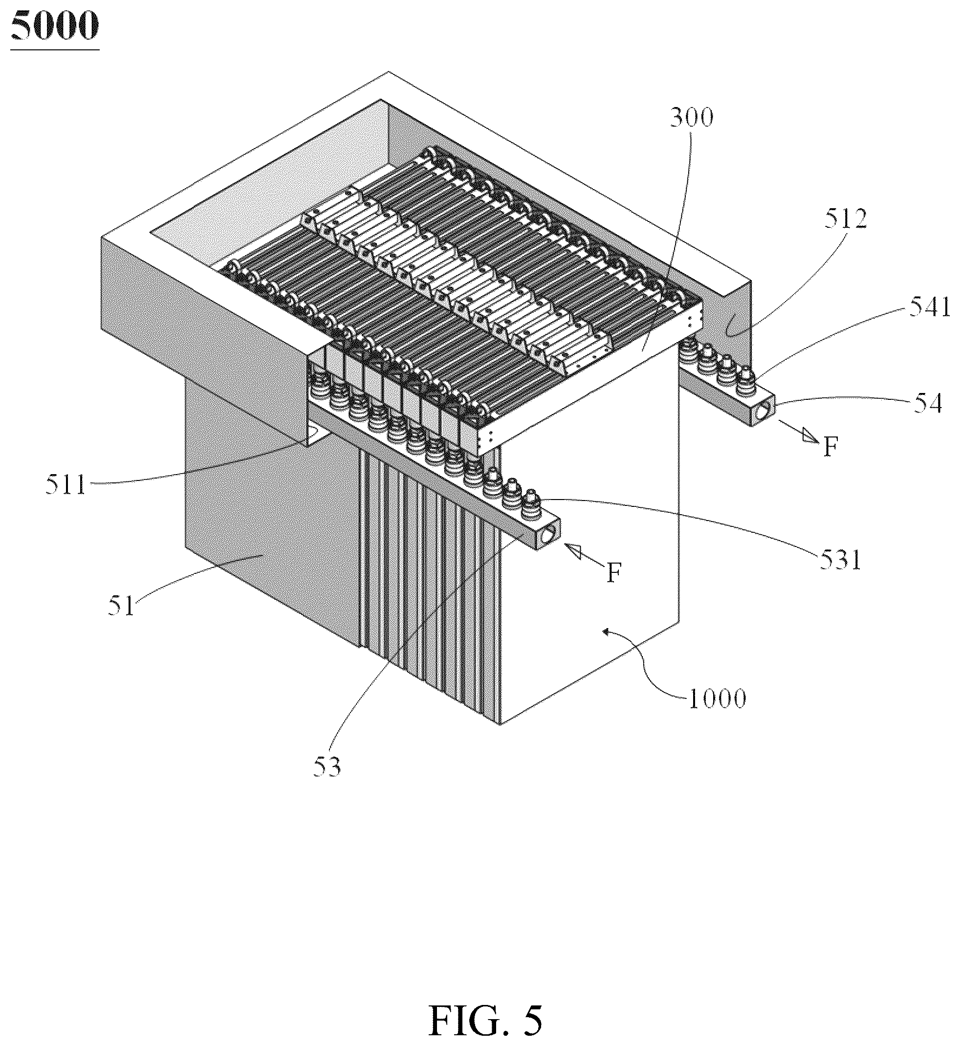 Patent US12426213 Figure 5 – Server assembly with closed condensing circuit and cooling apparatus containing the same