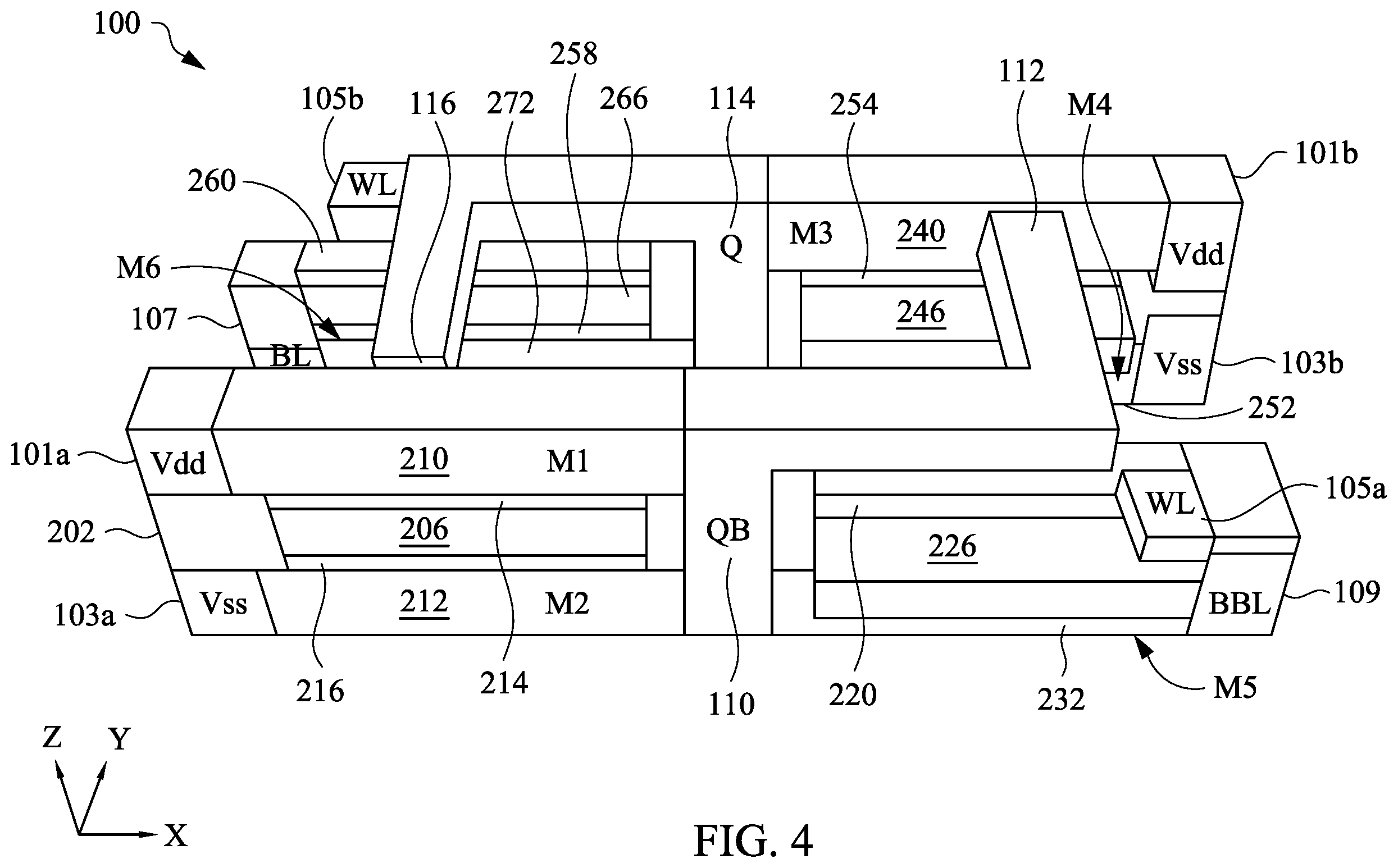 Patent US12426231 Figure 4 – Structures of sram cell and methods of fabricating the same
