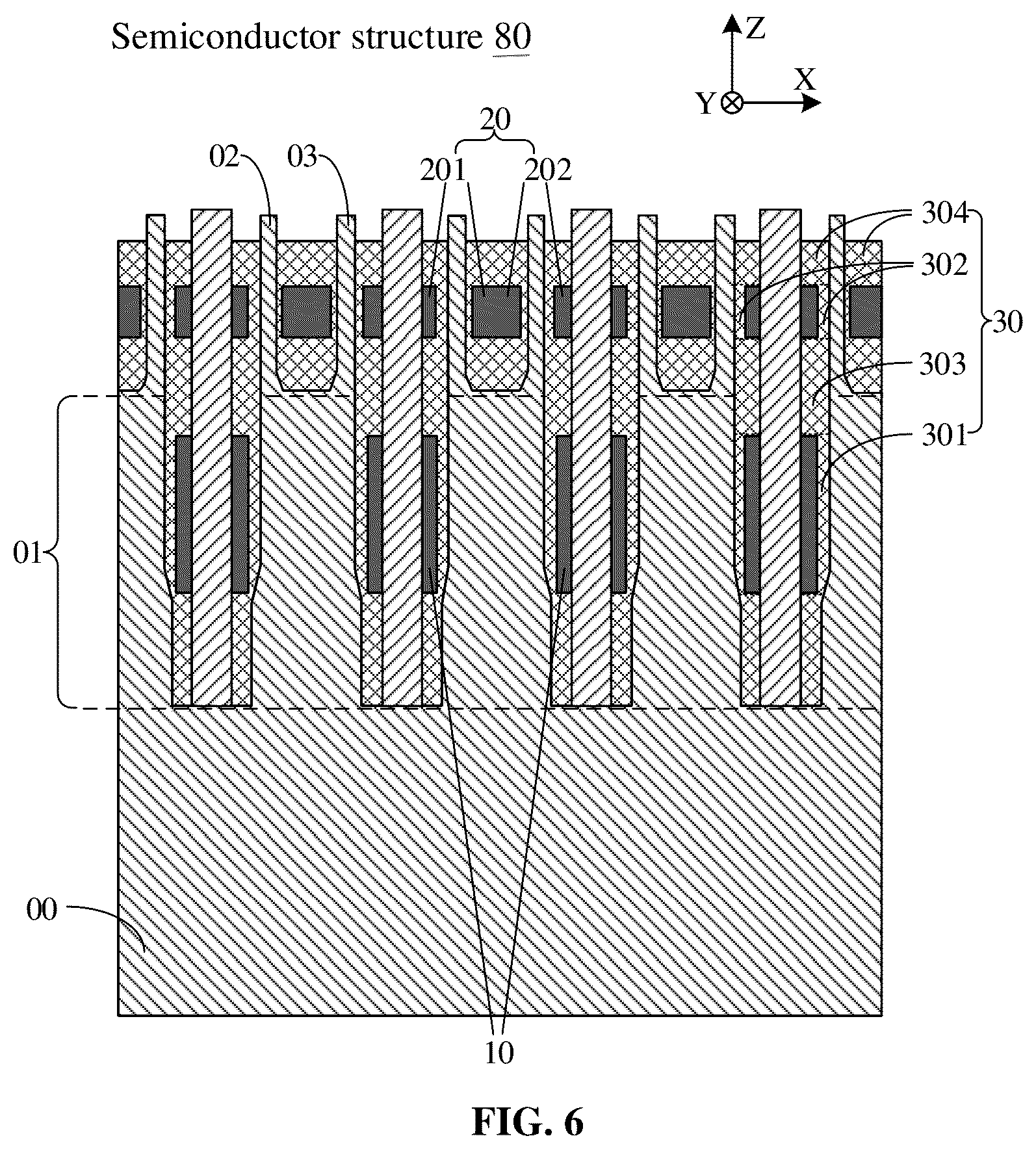 Patent US12426232 Figure 6 – Semiconductor structure with semiconductor pillars and method for manufacturing same