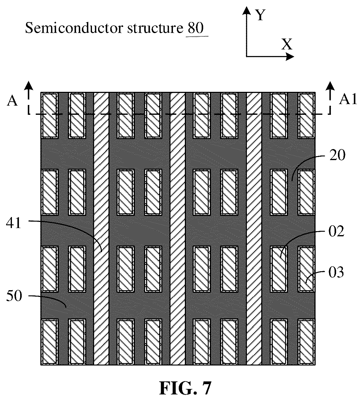 Patent US12426232 Figure 7 – Semiconductor structure with semiconductor pillars and method for manufacturing same