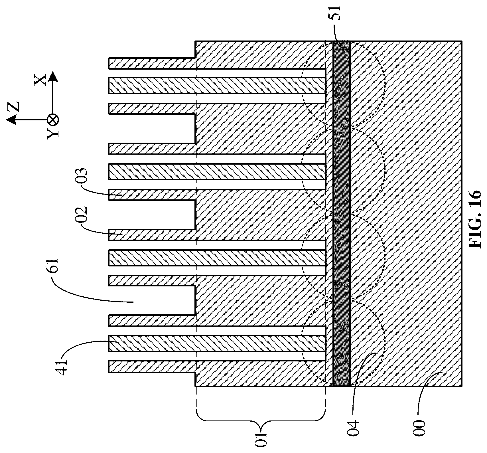 Patent US12426232 Figure 16 – Semiconductor structure with semiconductor pillars and method for manufacturing same