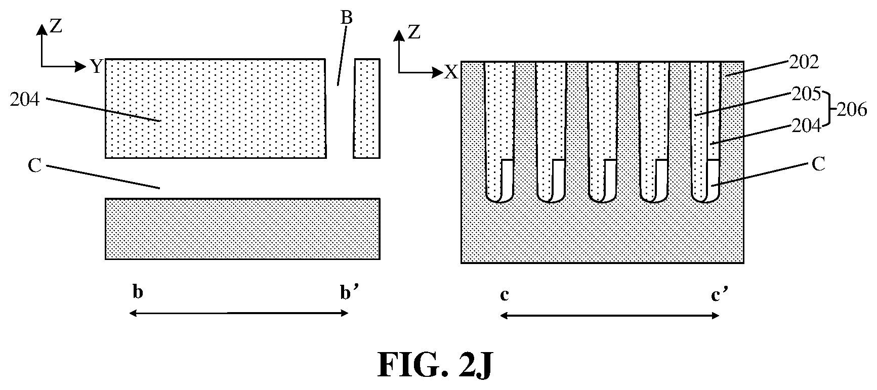 Patent US12426256 Figure 11 – Semiconductor structure including a plurality of semicondcutor pillars and bit line isolation trenches and method for forming same