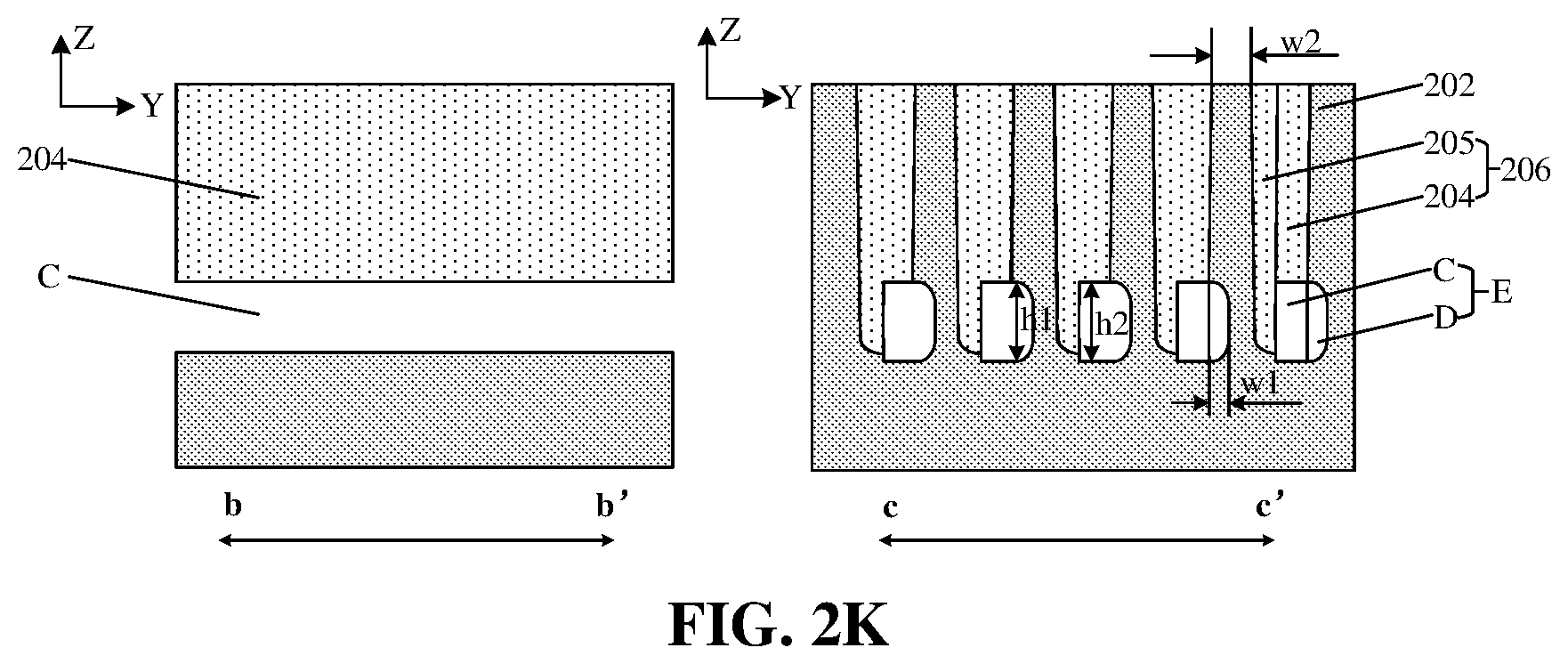 Patent US12426256 Figure 12 – Semiconductor structure including a plurality of semicondcutor pillars and bit line isolation trenches and method for forming same