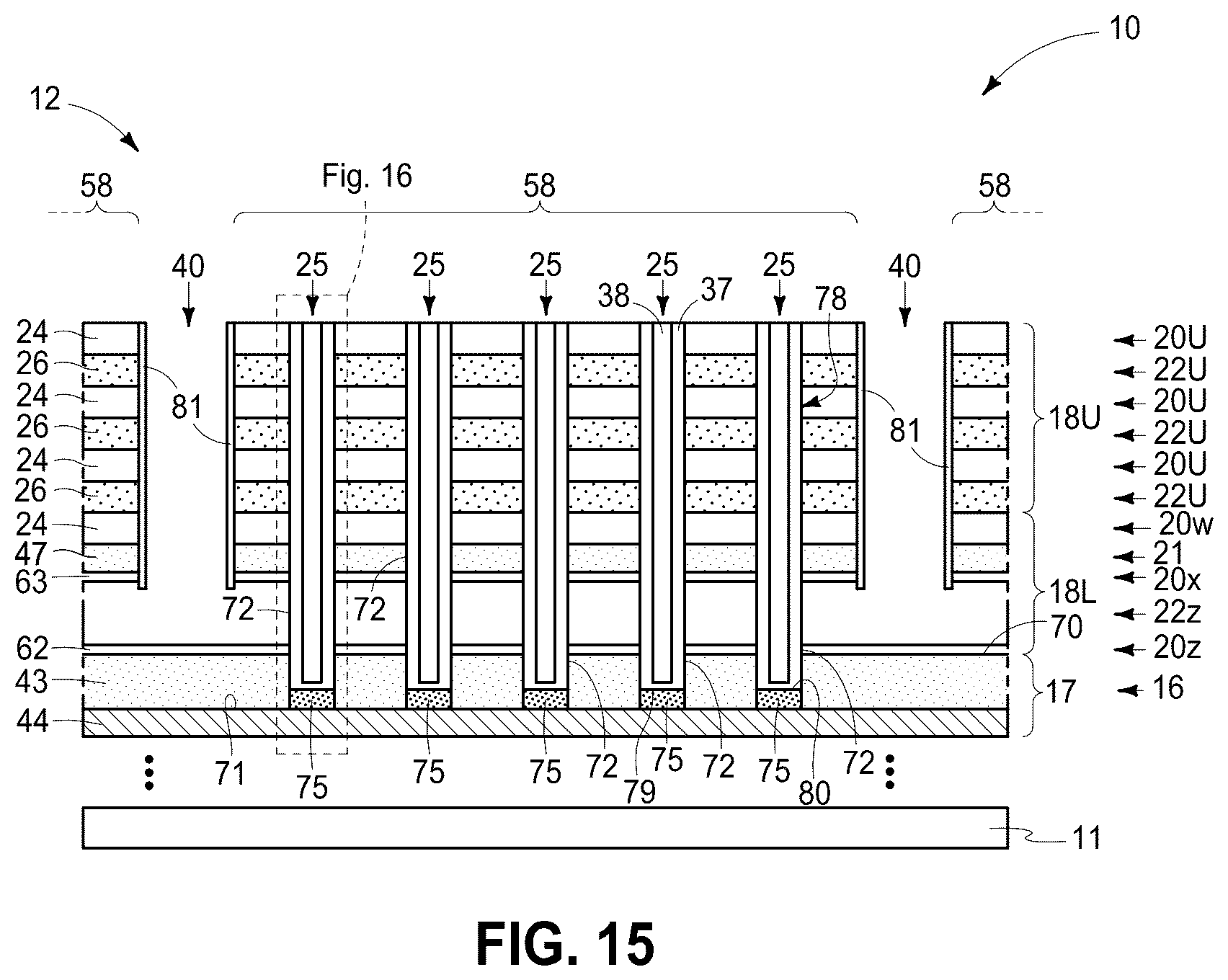 Patent US12426266 Figure 8 – Memory arrays comprising strings of memory cells with conductive islands