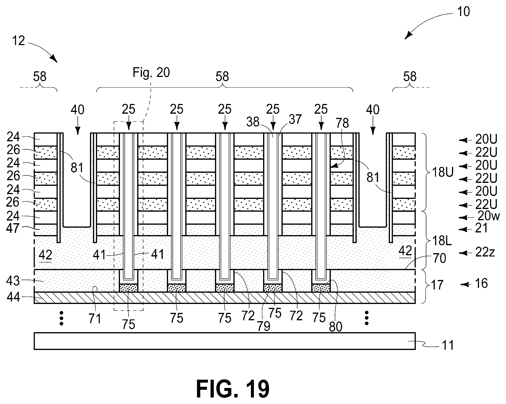 Patent US12426266 Figure 12 – Memory arrays comprising strings of memory cells with conductive islands