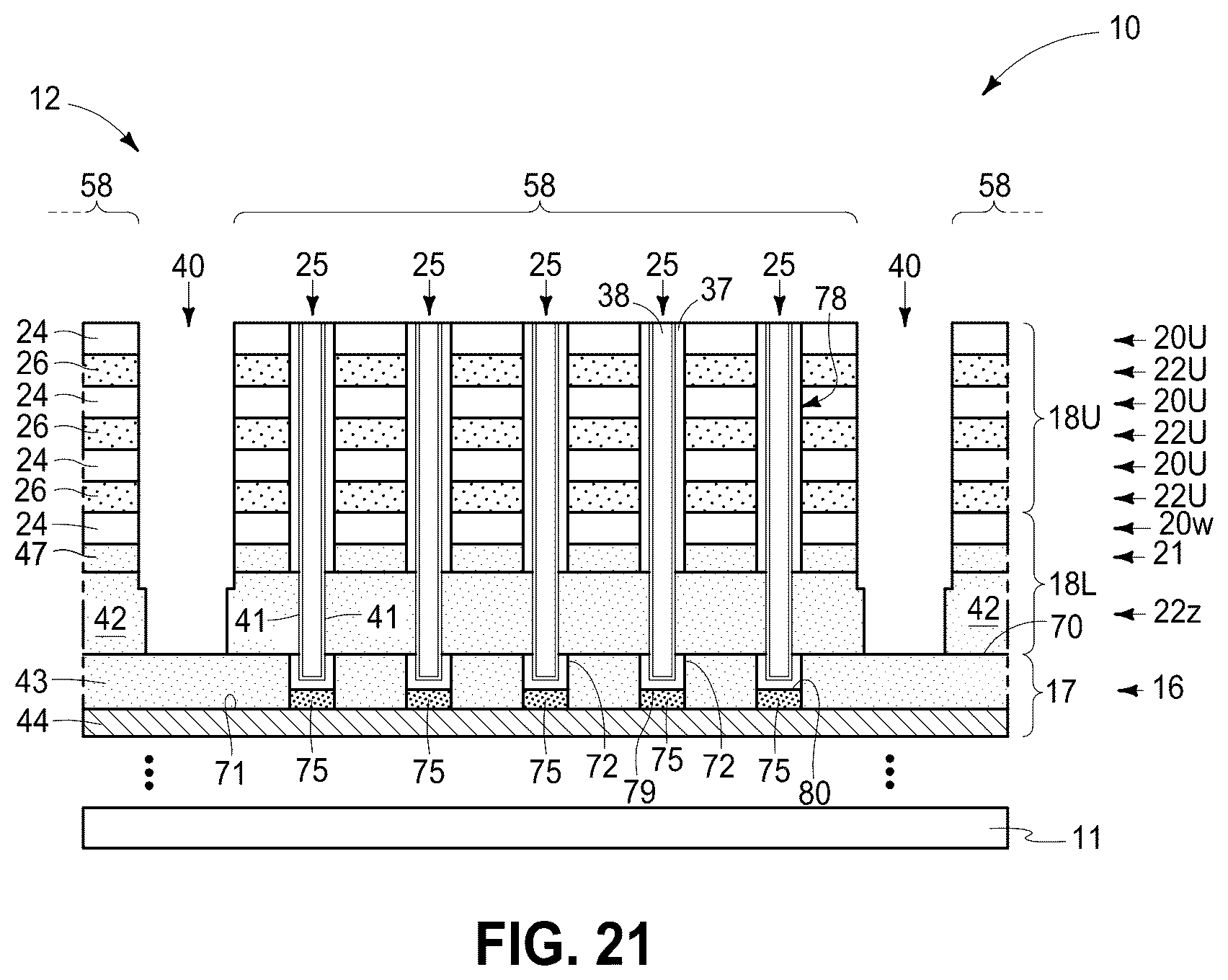 Patent US12426266 Figure 14 – Memory arrays comprising strings of memory cells with conductive islands