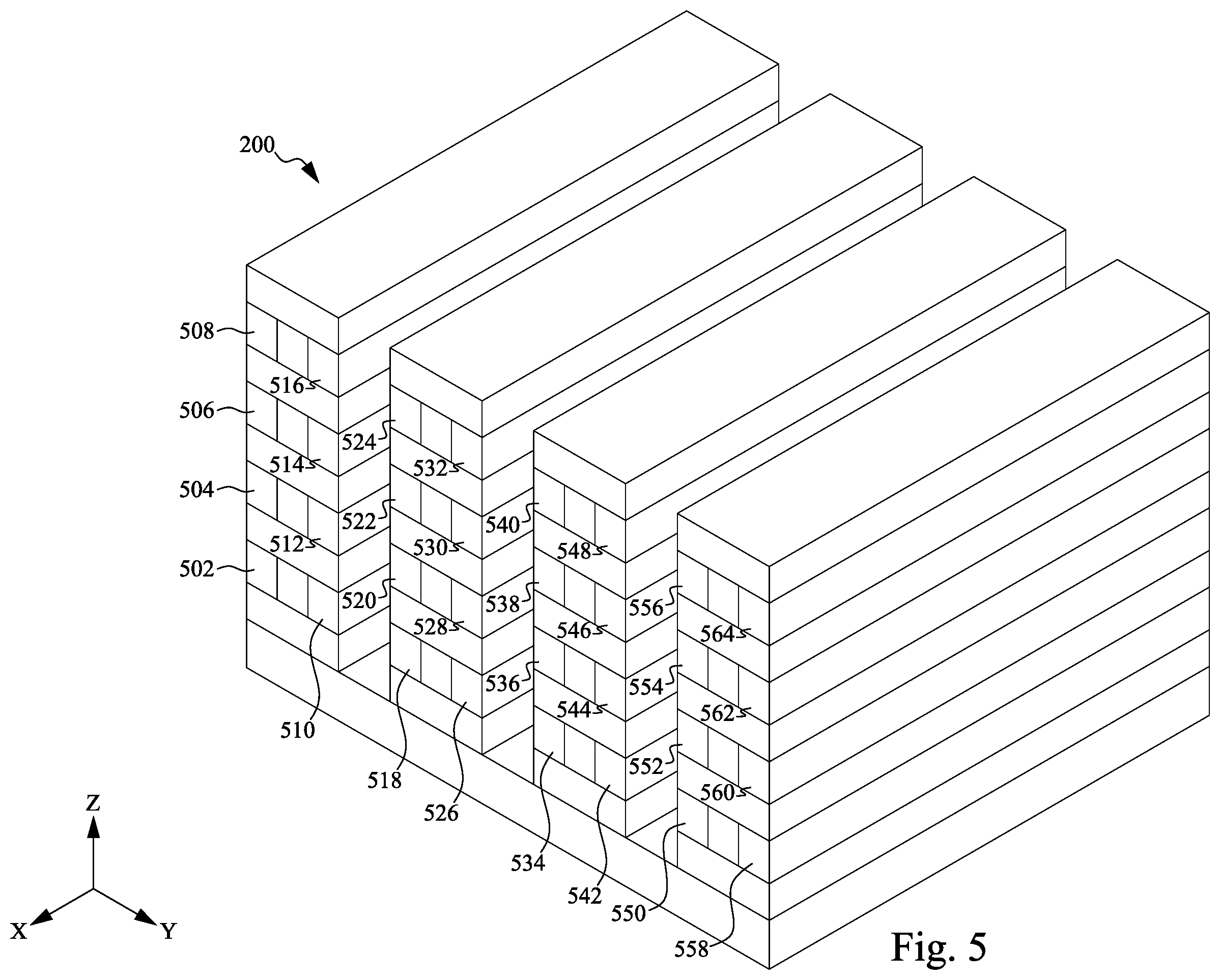 Patent US12426270 Figure 5 – 3D memory multi-stack connection method