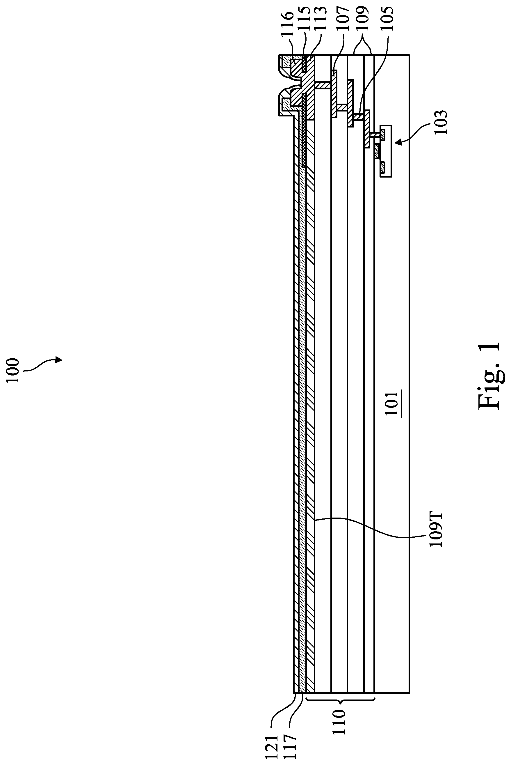 Patent US12426284 Figure 1 – Semiconductor device with inductive component and method of forming