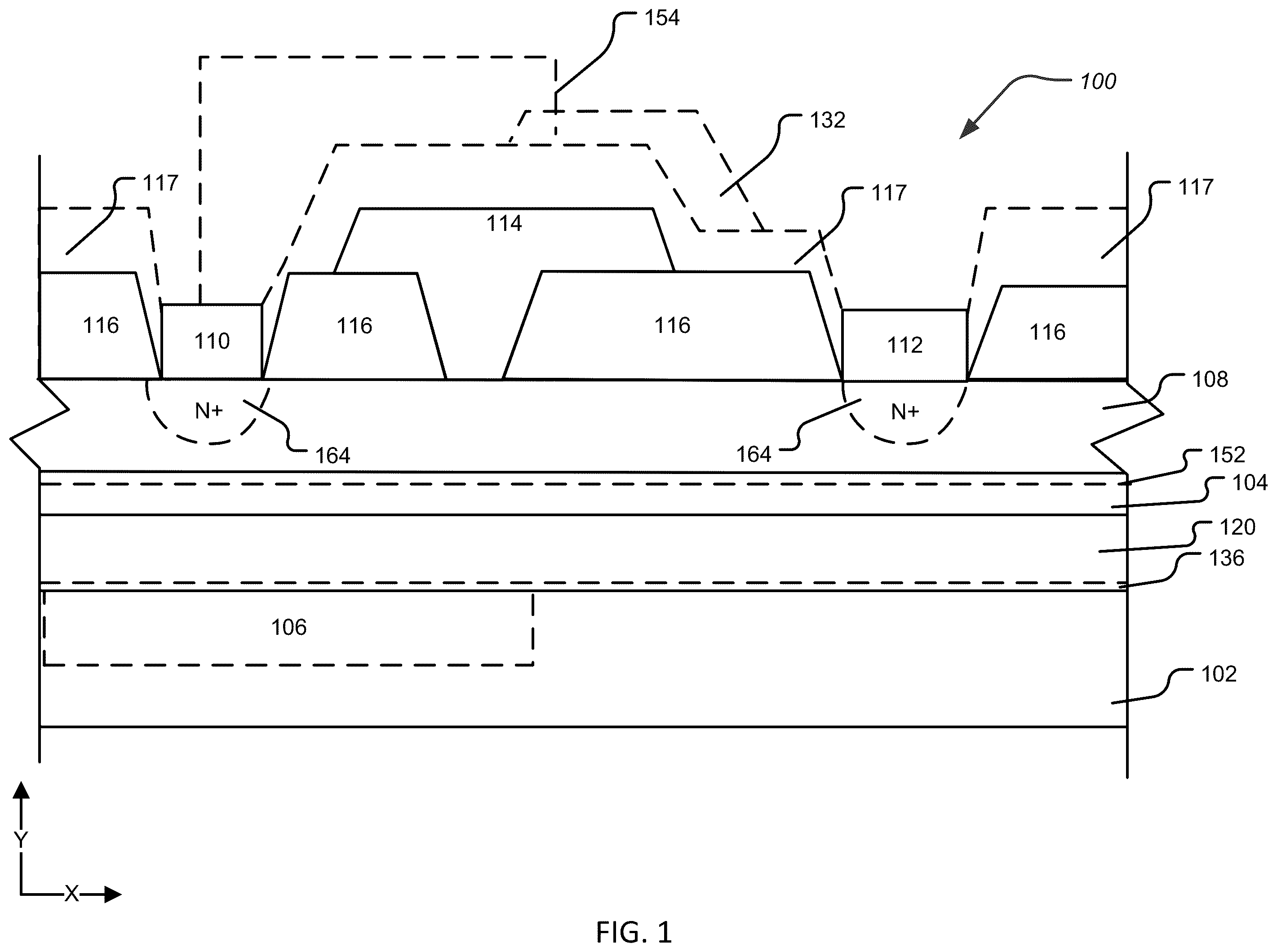 Patent US12426293 Figure 1 – Group III-nitride transistors with back barrier structures and buried p-type layers and methods thereof