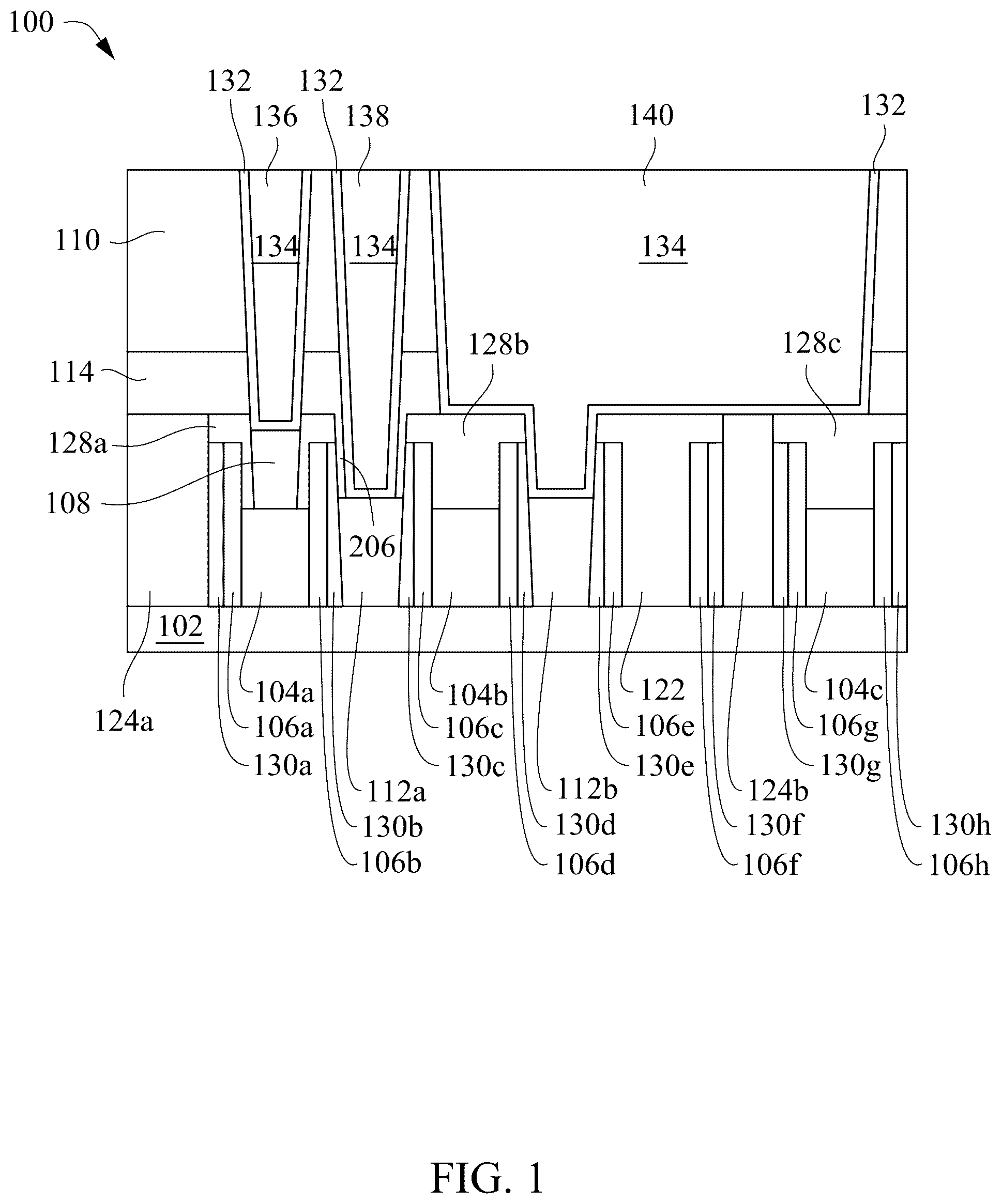 Patent US12426298 Figure 1 – Semiconductor device with metal cap on gate