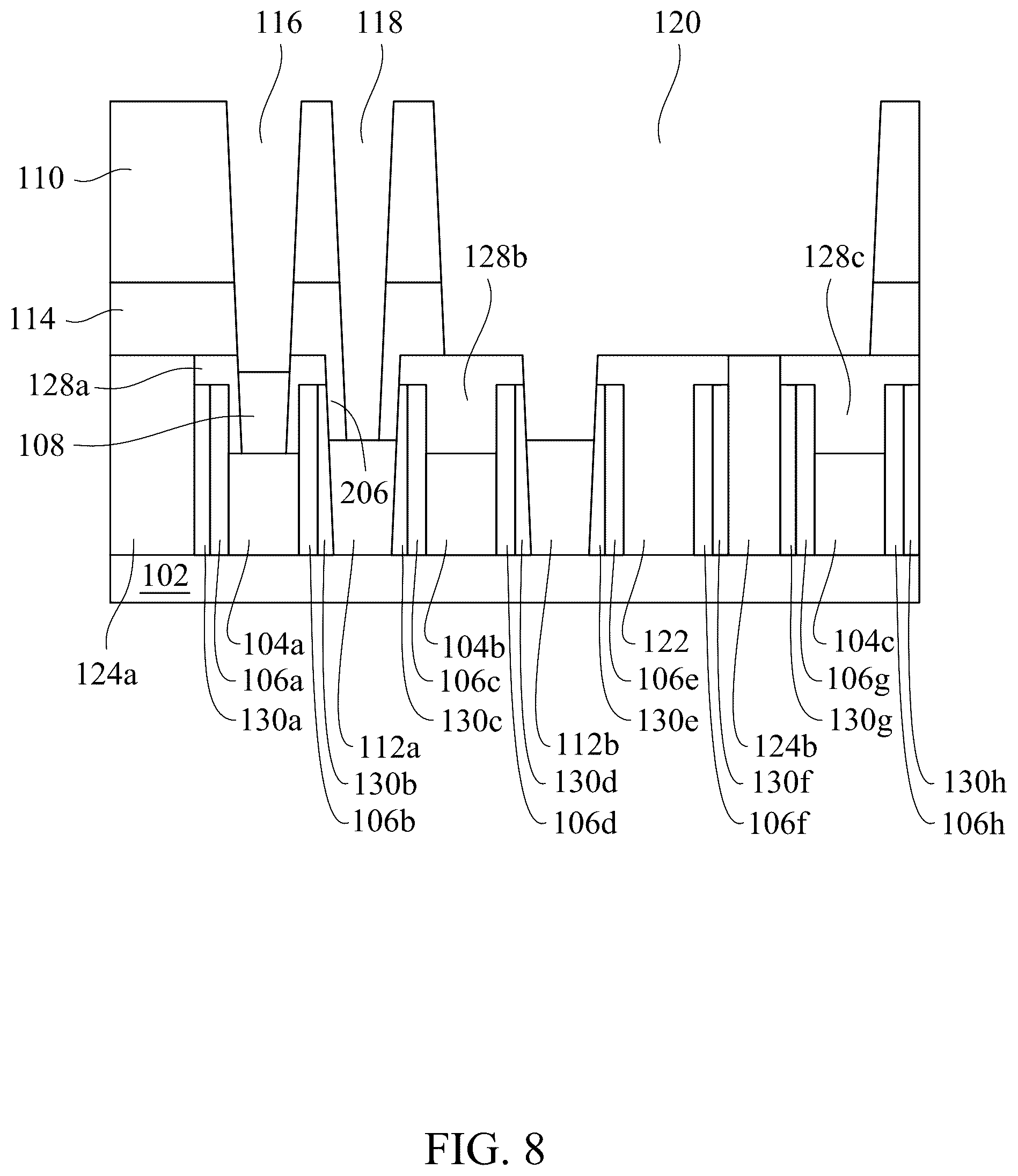 Patent US12426298 Figure 8 – Semiconductor device with metal cap on gate