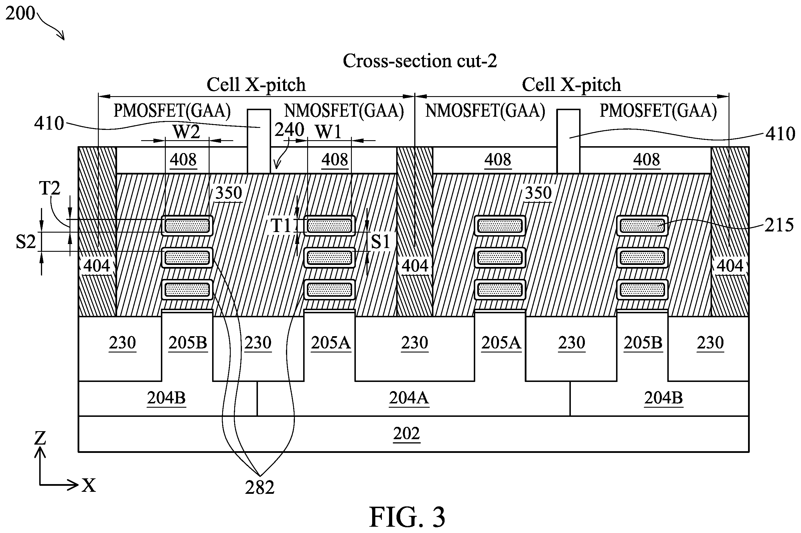 Patent US12426310 Figure 3 – Gate-all-around devices with optimized gate spacers and gate end dielectric