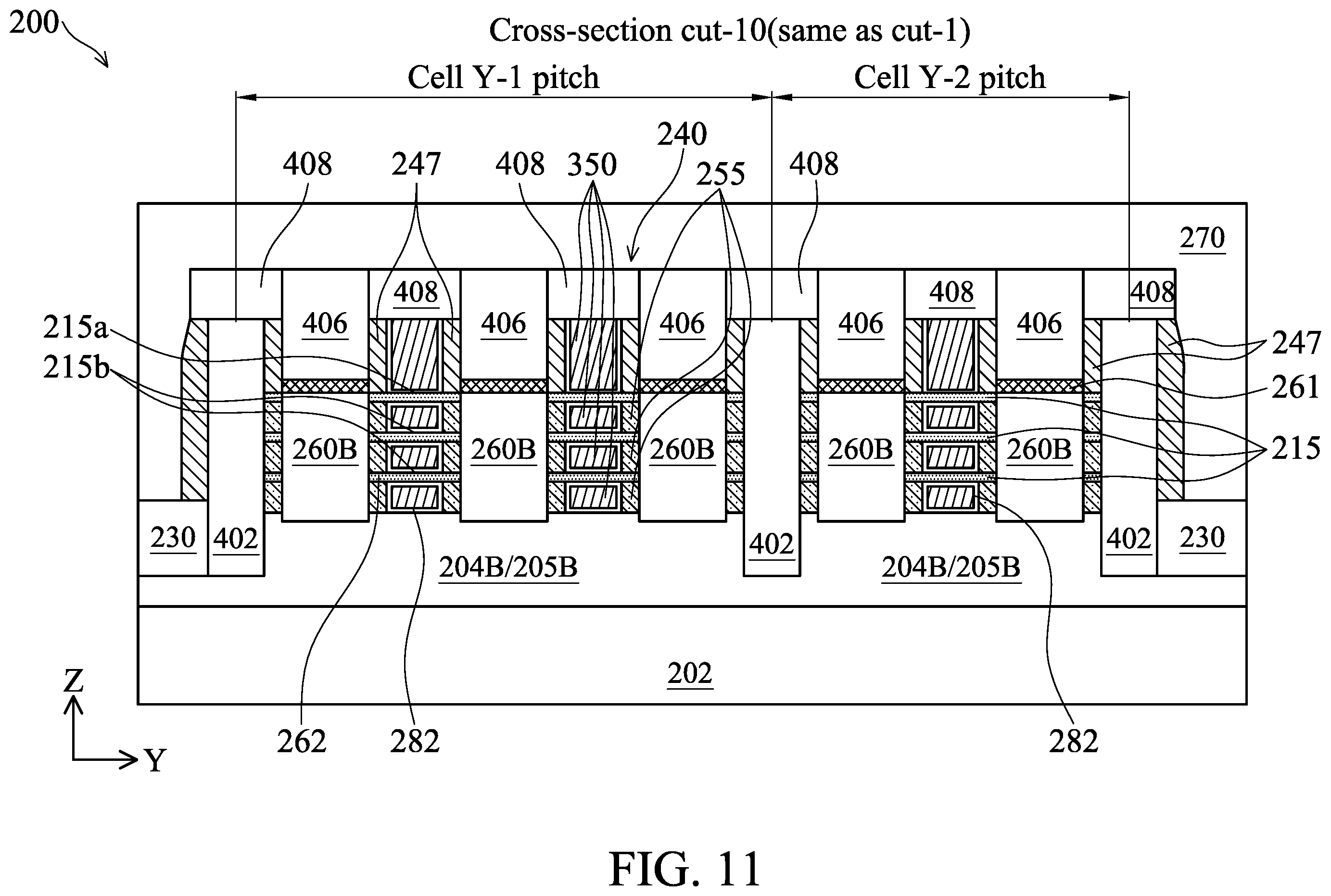 Patent US12426310 Figure 11 – Gate-all-around devices with optimized gate spacers and gate end dielectric