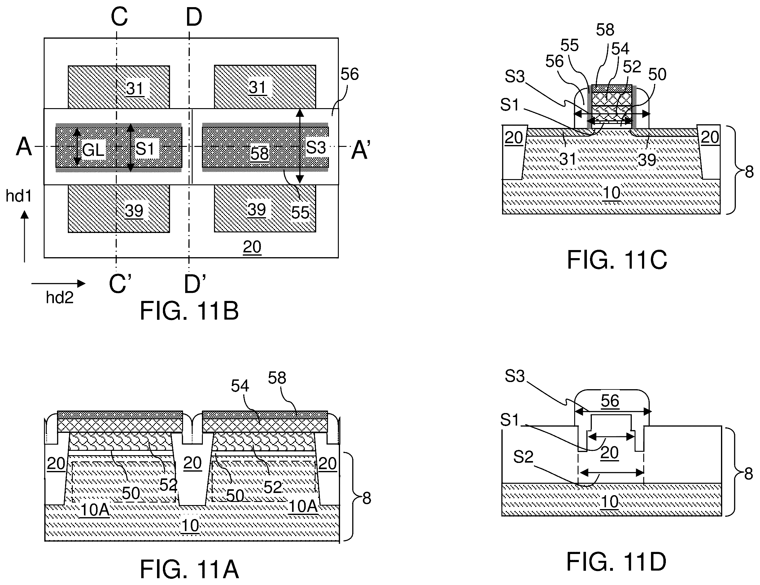 Patent US12426354 Figure 8 – Field effect transistors with reduced gate fringe area and method of making the same