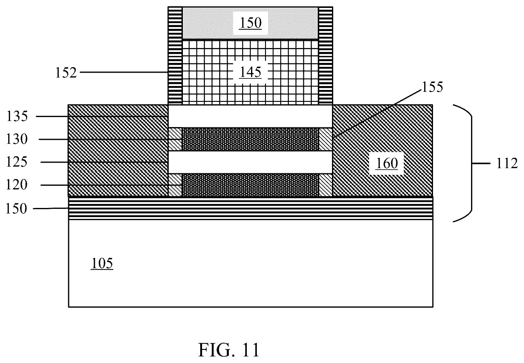 Patent US12426355 Figure 8 – Integration of stacked nanosheets and FINFET that overhangs a bottom spacer