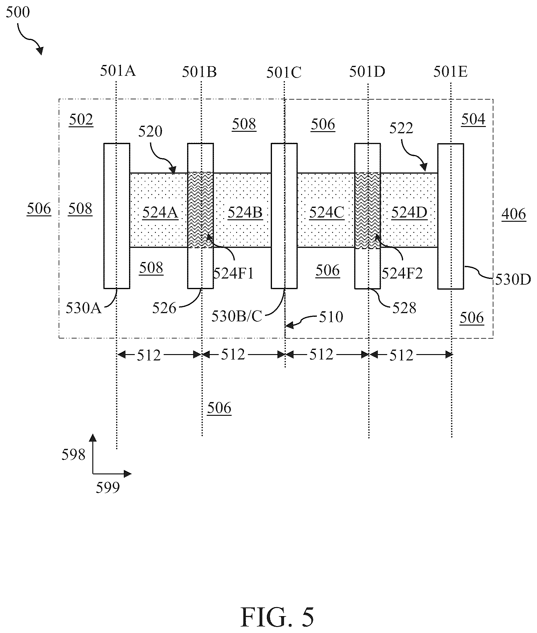 Patent US12426357 Figure 6 – Integrated circuit having fins crossing cell boundary