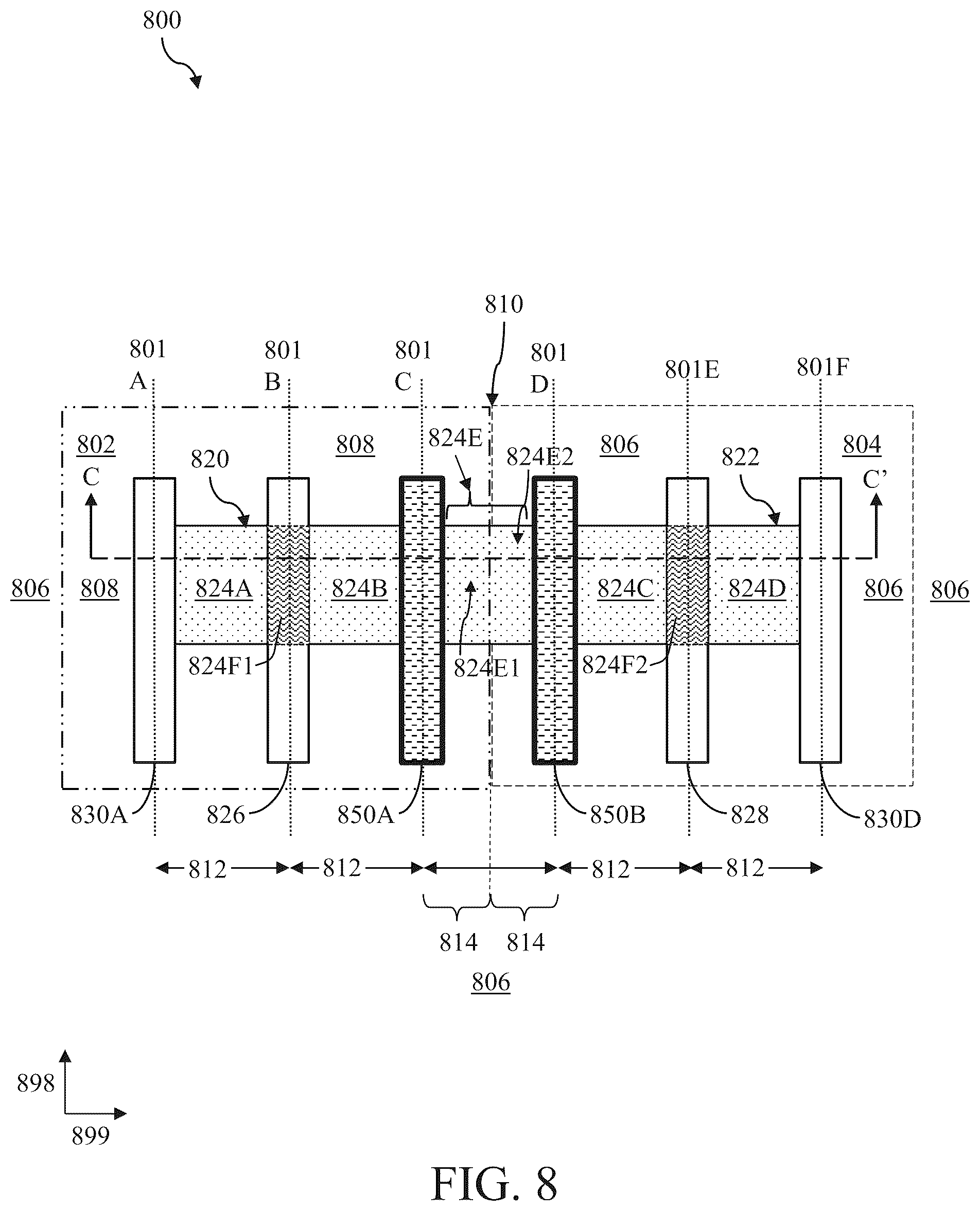 Patent US12426357 Figure 9 – Integrated circuit having fins crossing cell boundary