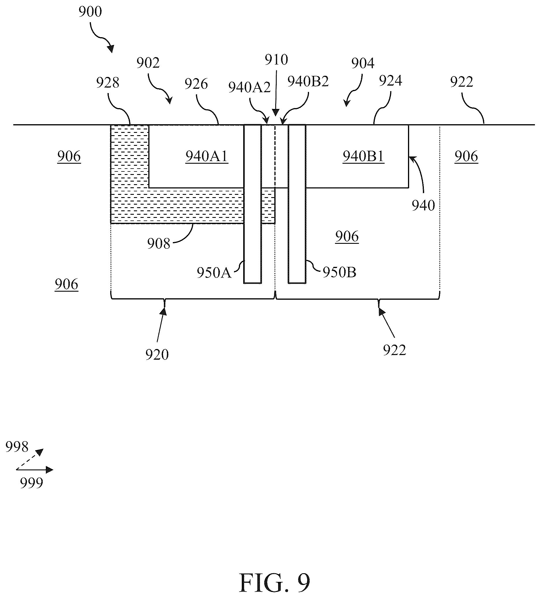 Patent US12426357 Figure 10 – Integrated circuit having fins crossing cell boundary