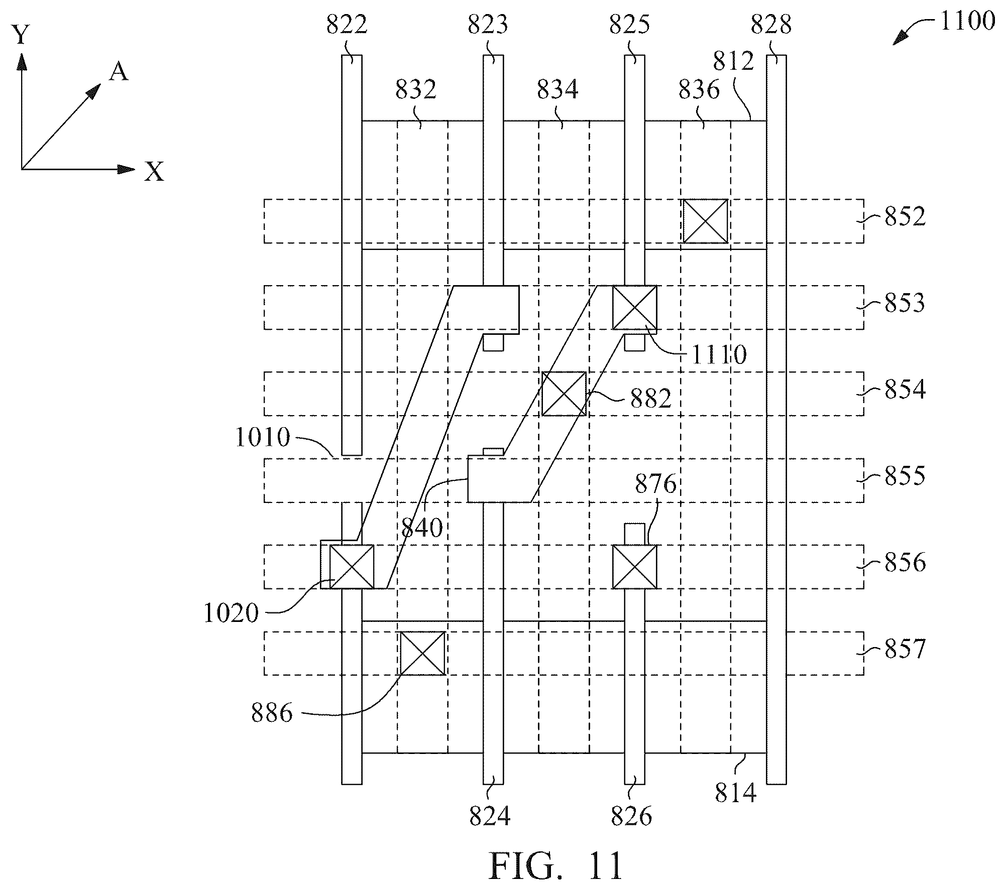 Patent US12426380 Figure 12 – Integrated circuit having angled conductive feature