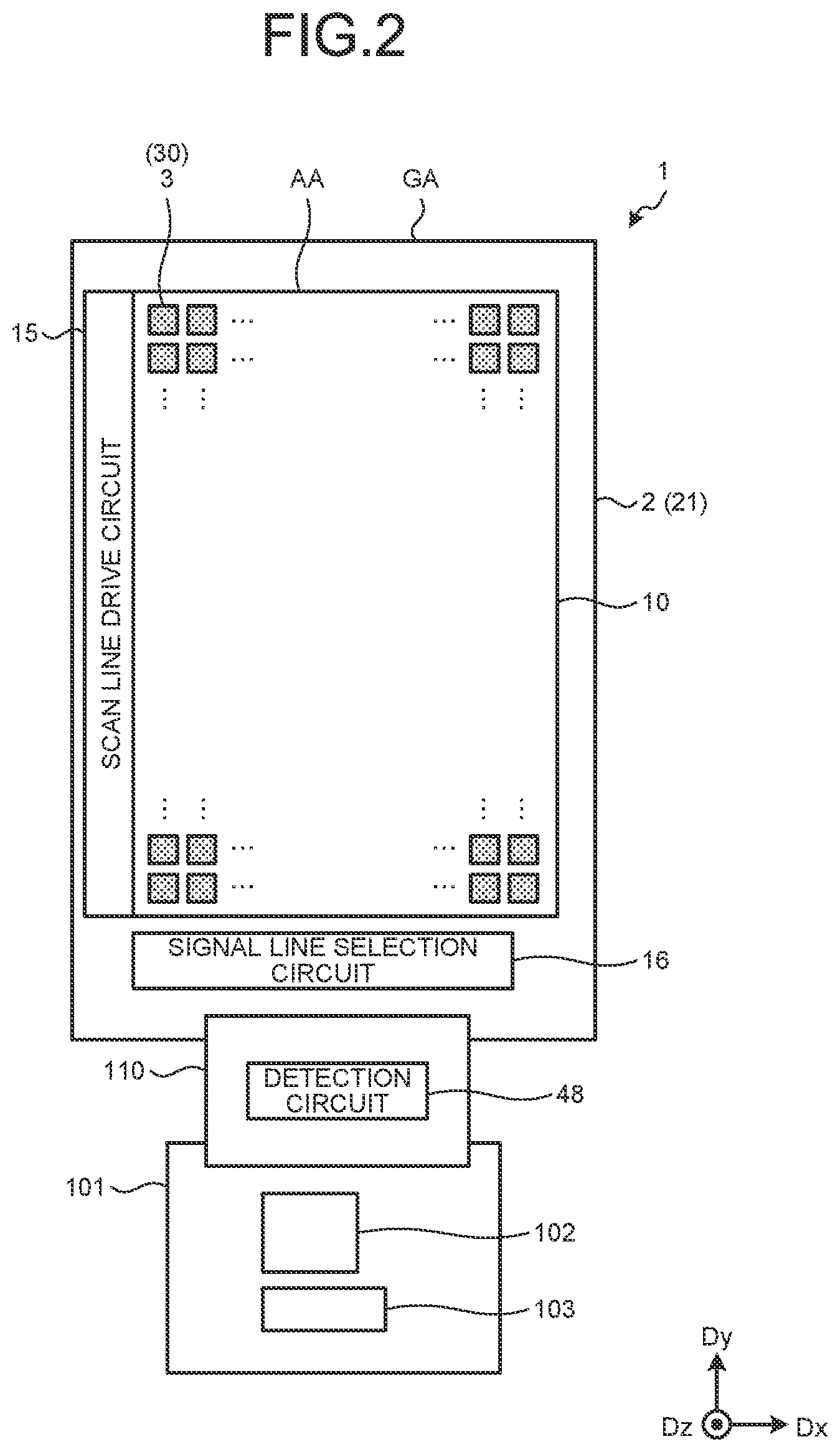 Patent US12426384 Figure 3 – Detection device, display device, and illumination device with detection function