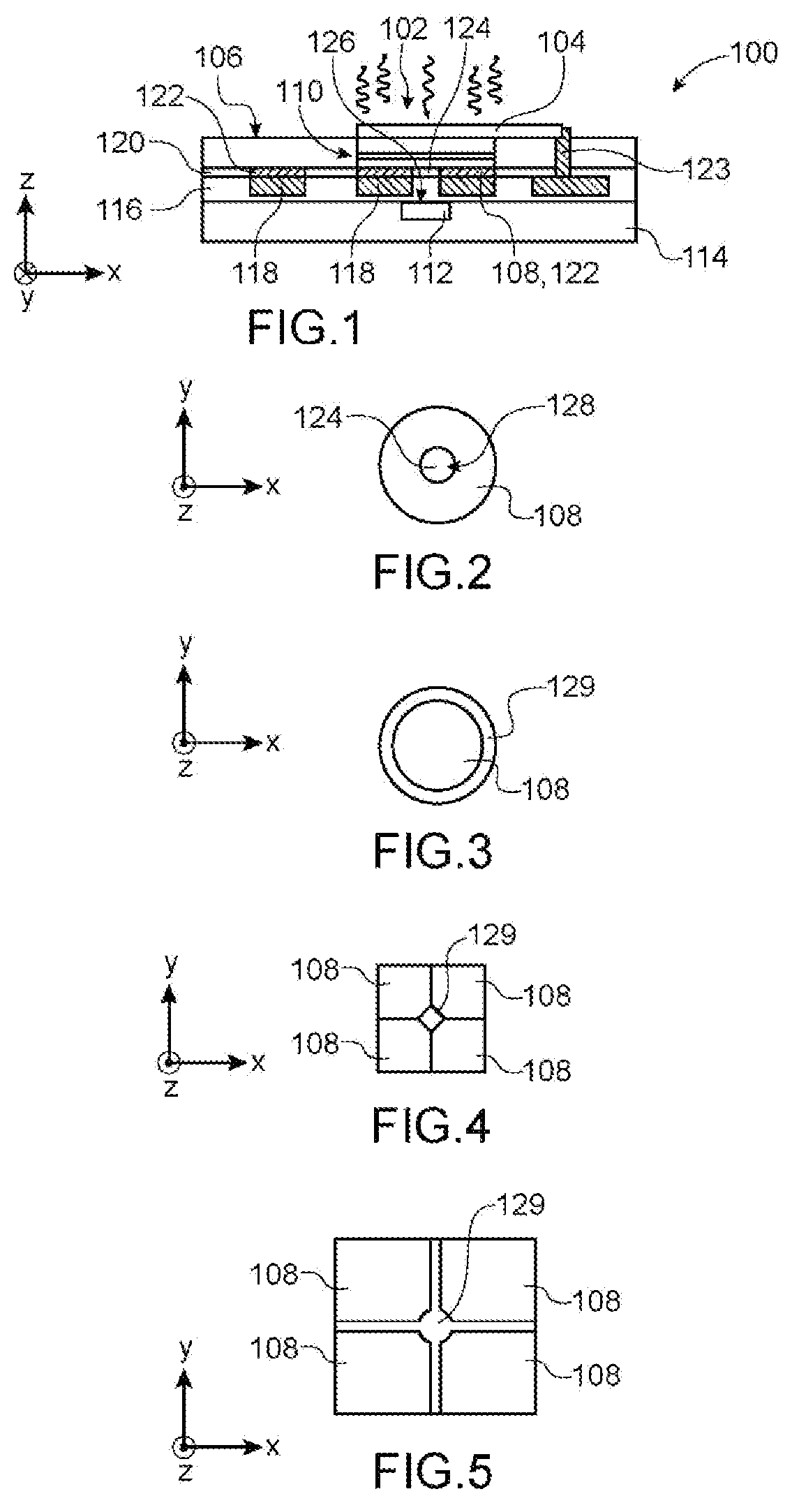 Patent US12426398 — Optoelectronic device with superimposed emissive and photodetector components — Figure 1