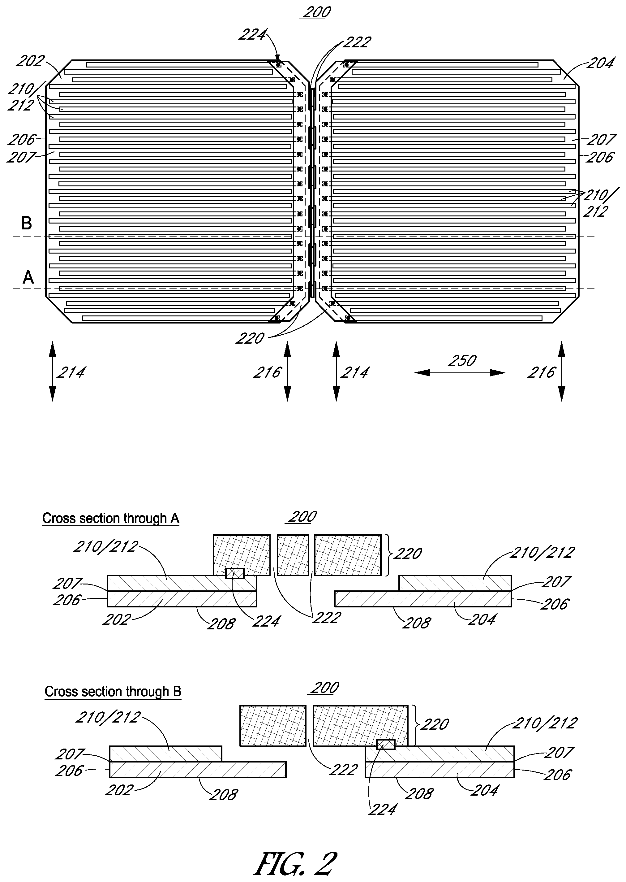 Patent US12426401 Figure 2 – One-dimensional metallization for solar cells