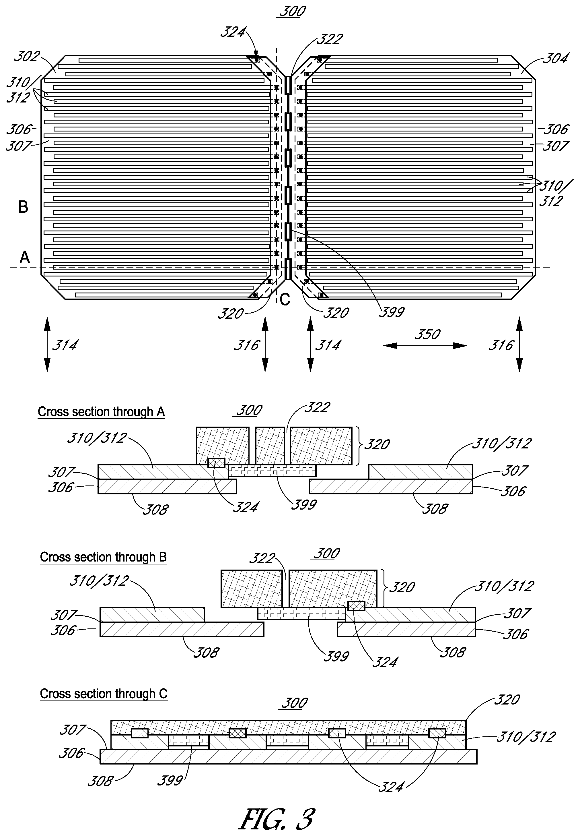 Patent US12426401 Figure 3 – One-dimensional metallization for solar cells