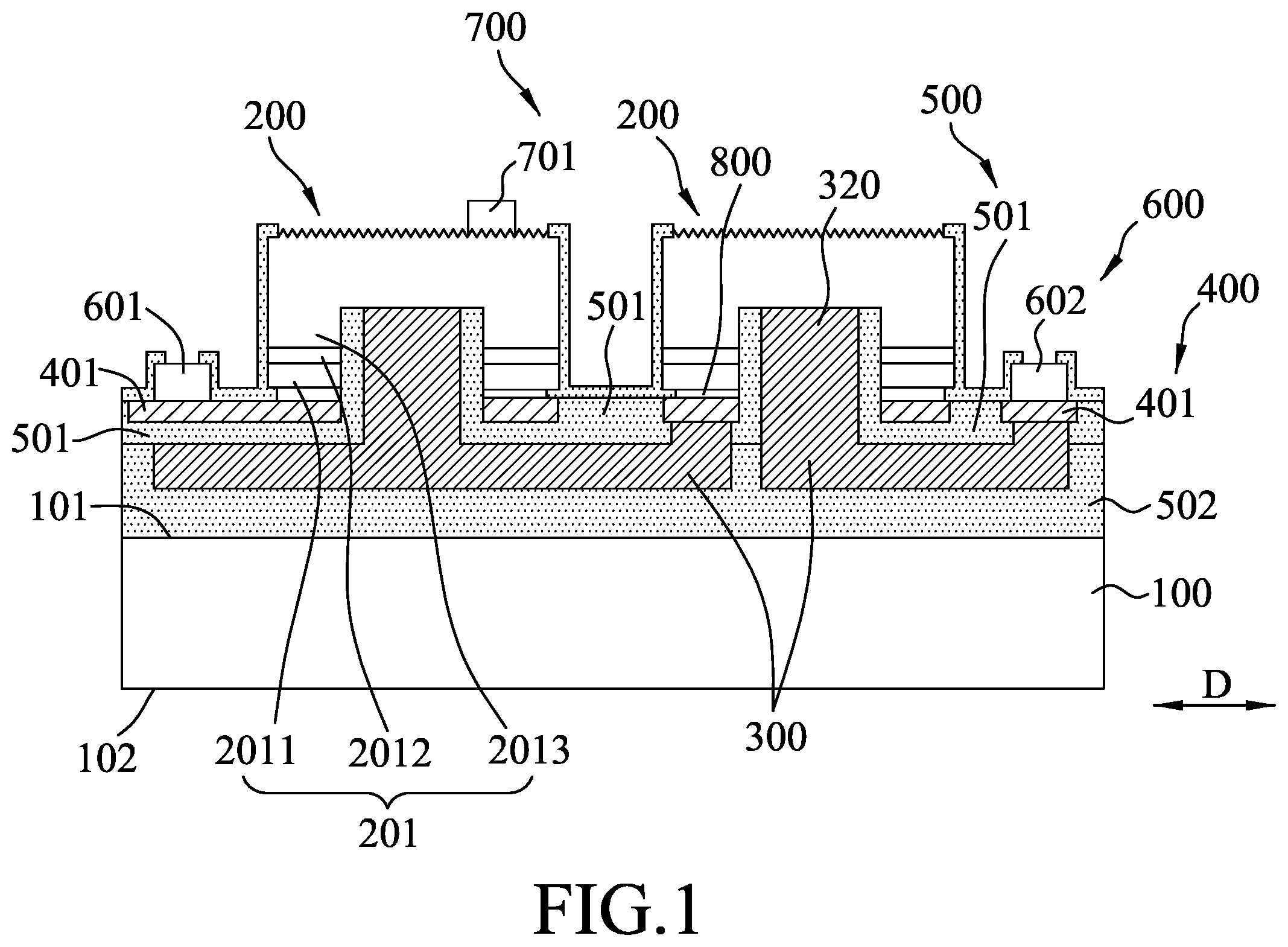 Patent US12426424 Figure 1 – Light-emitting device and method for making the same