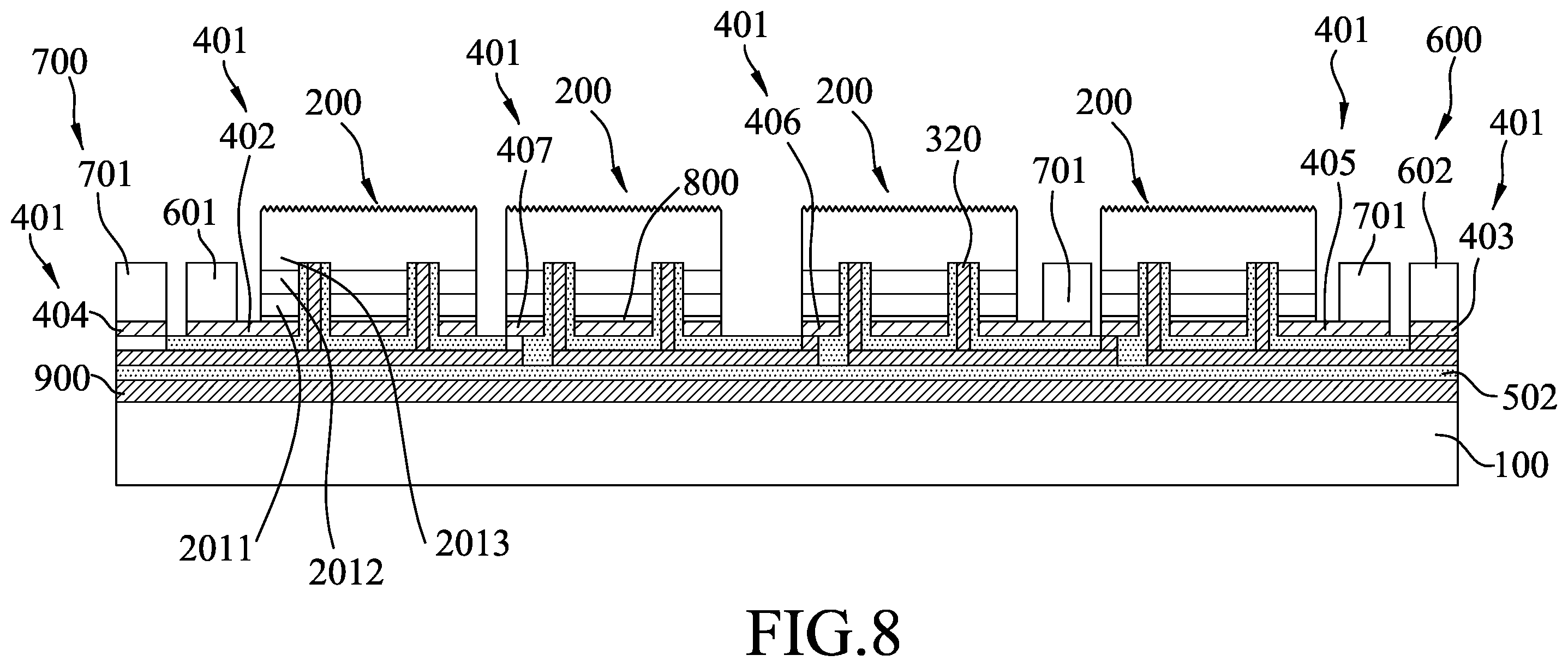 Patent US12426424 Figure 8 – Light-emitting device and method for making the same