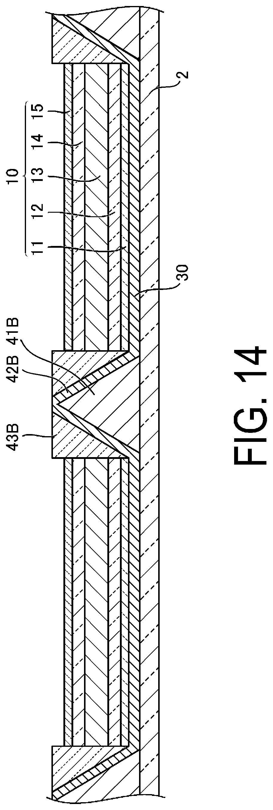 Patent US12426430 Figure 14 – Display device that improves light extraction efficiency from light emitting element by functioning as a mirror