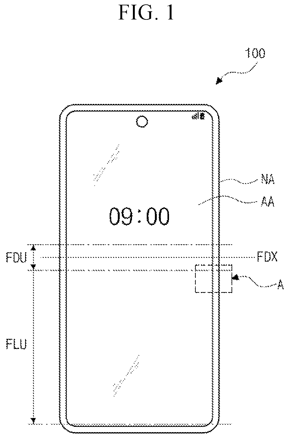 Patent US12426491 Figure 1 – GIP layout for folding display