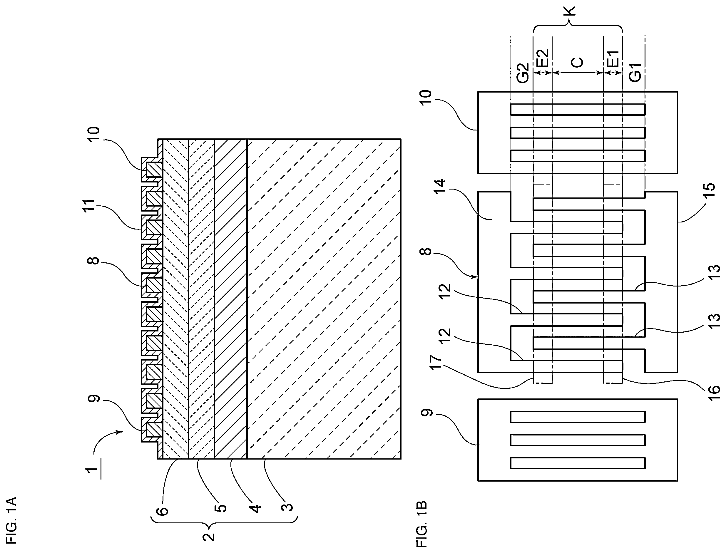 Patent US12426513 Figure 1 – Acoustic wave device with electrode fingers made of an alloy