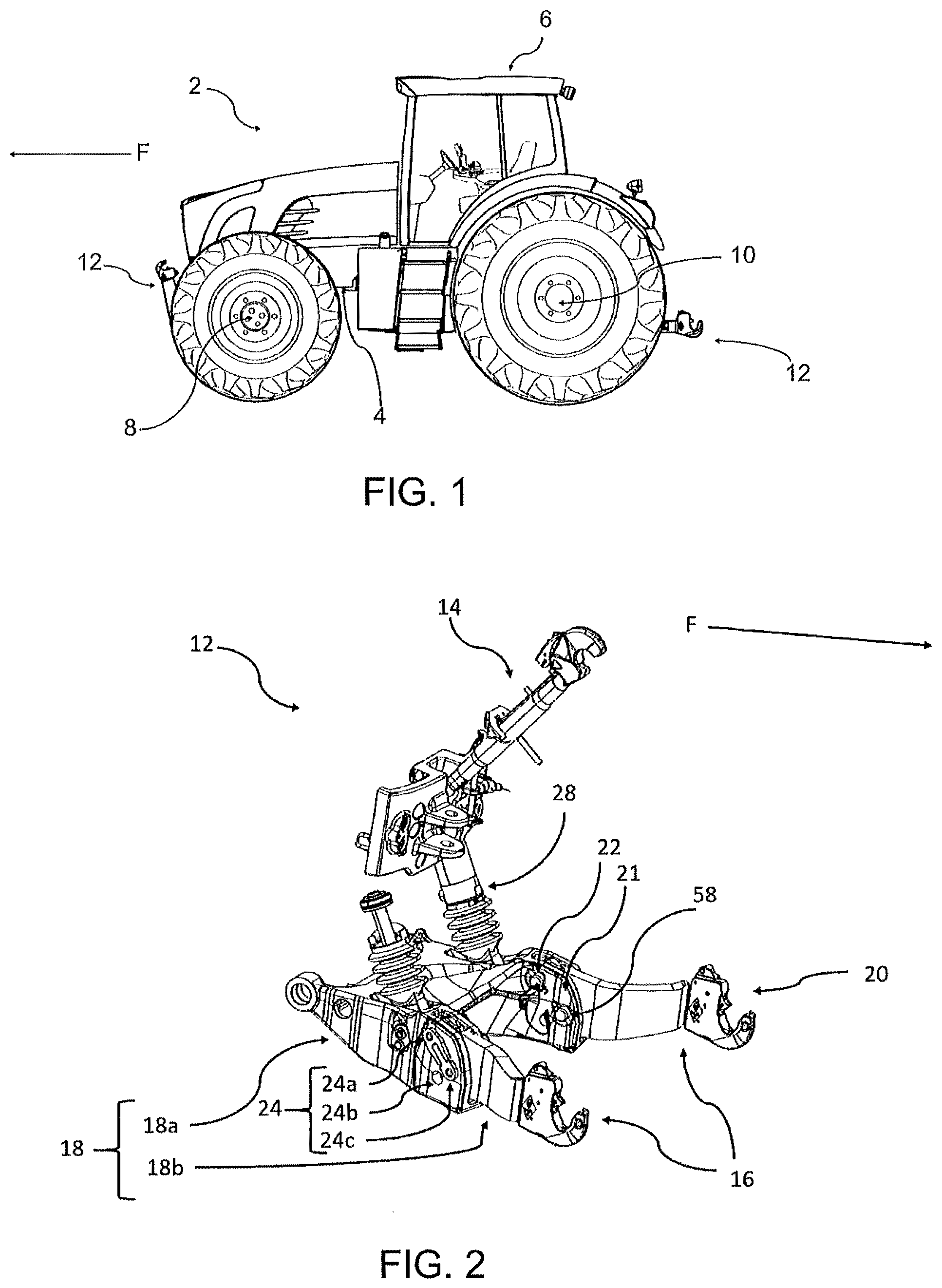 Patent US12426525 Figure 1 – Agricultural machine with additional axle
