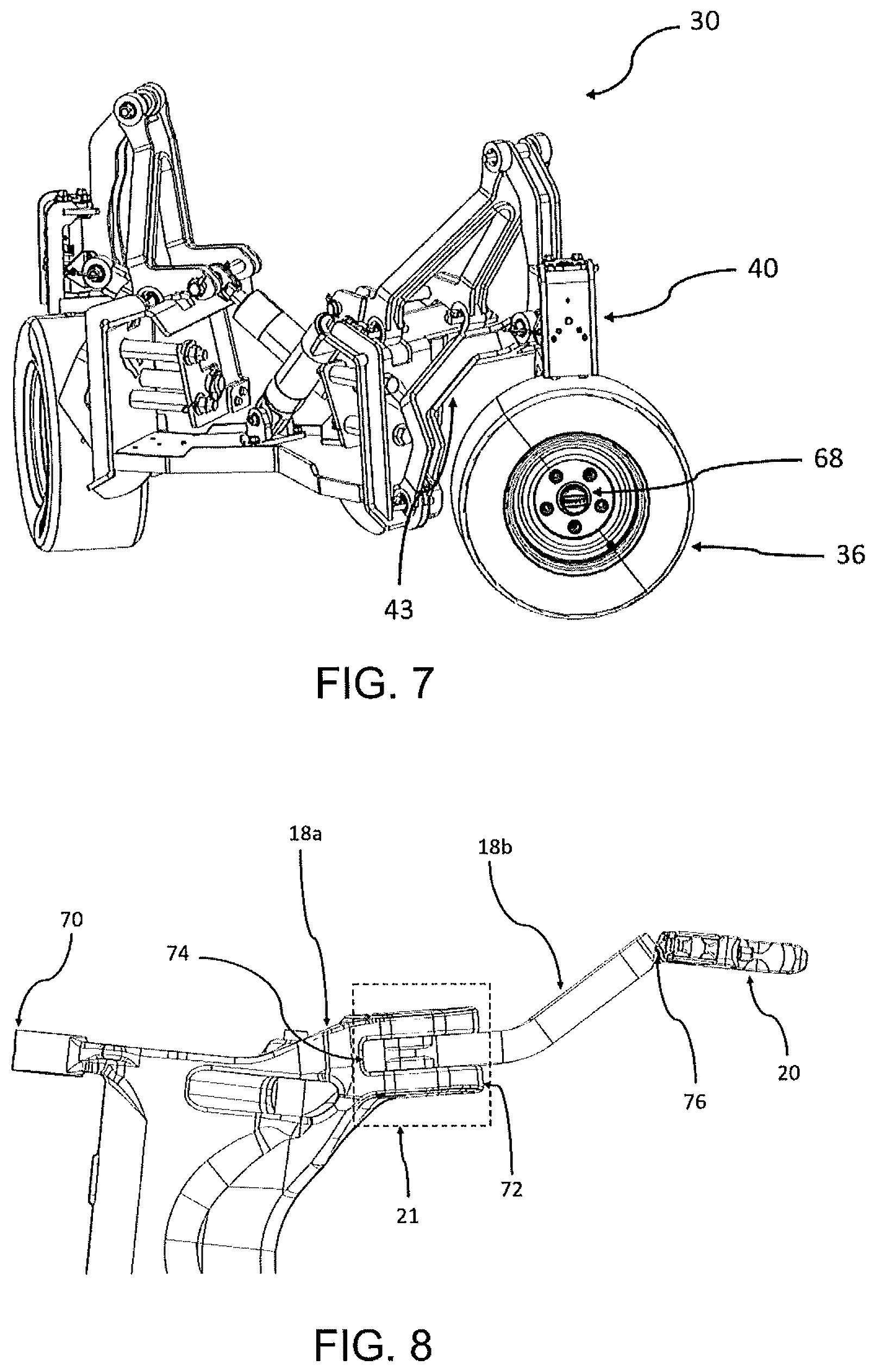 Patent US12426525 Figure 4 – Agricultural machine with additional axle