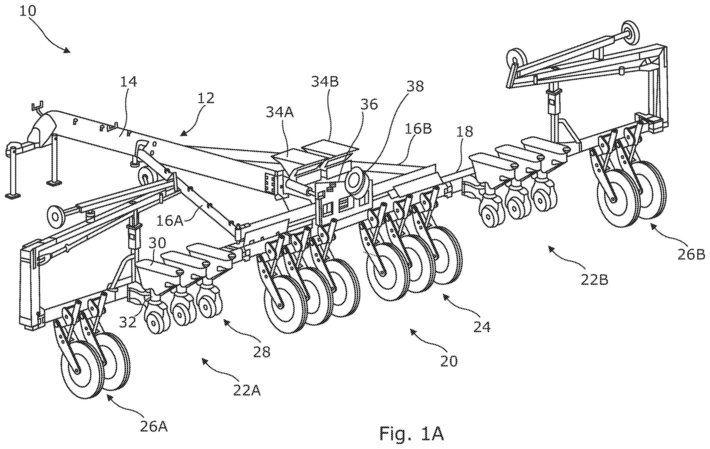 Patent US12426531 Figure 1 – Central filling system and method for an agricultural application implement