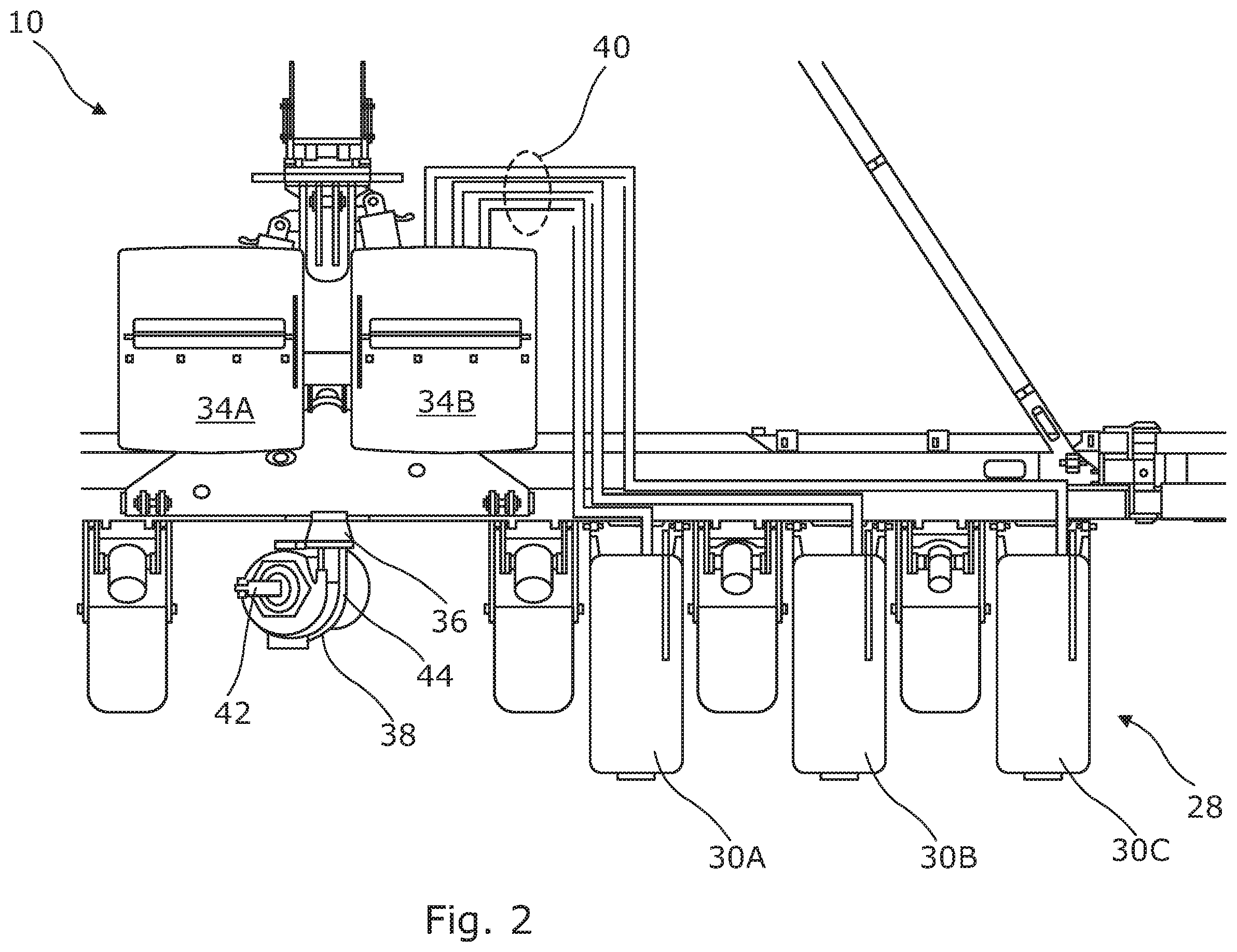 Patent US12426531 Figure 3 – Central filling system and method for an agricultural application implement