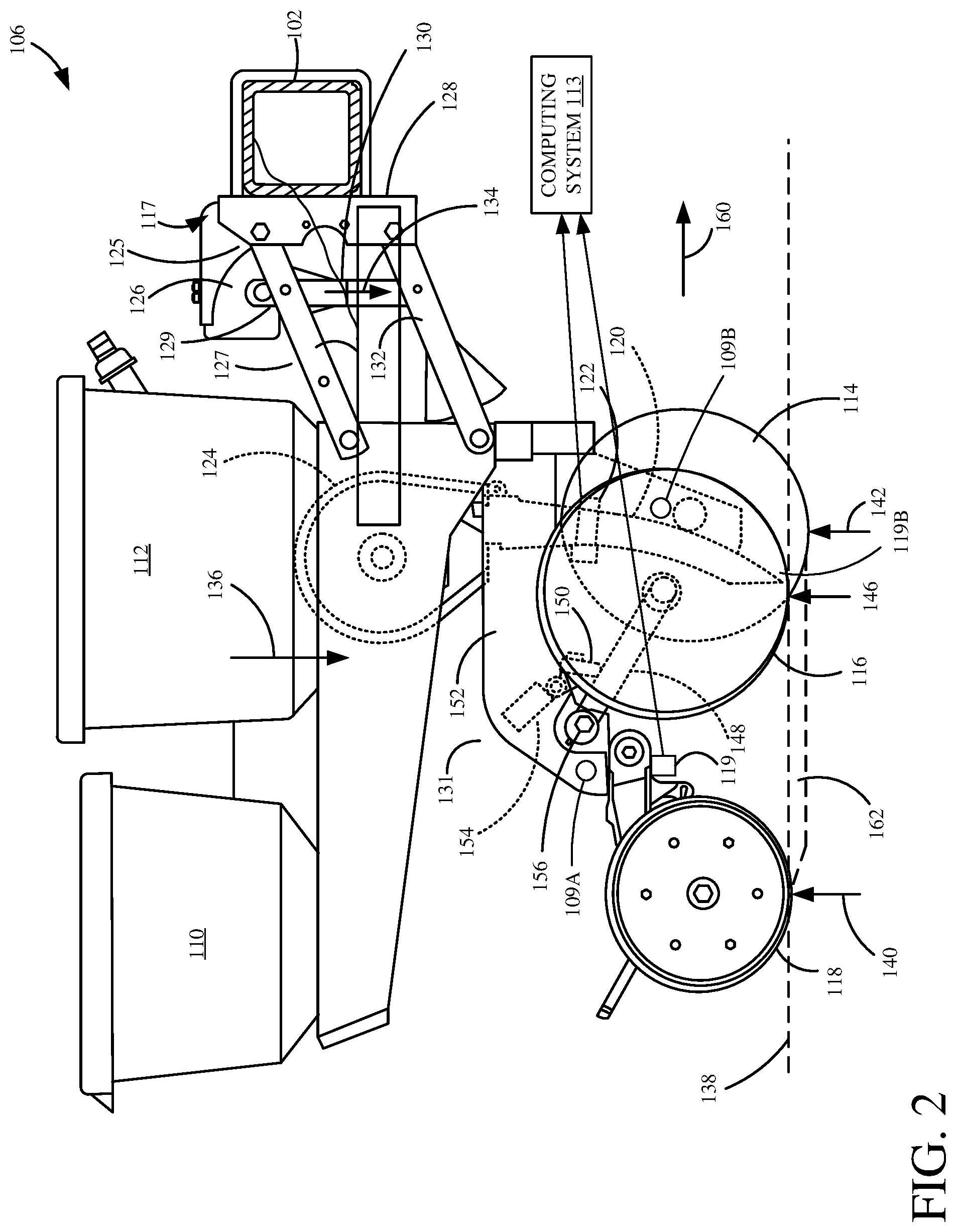 Patent US12426532 Figure 2 – Planting characteristic detection and control using a seed sensor