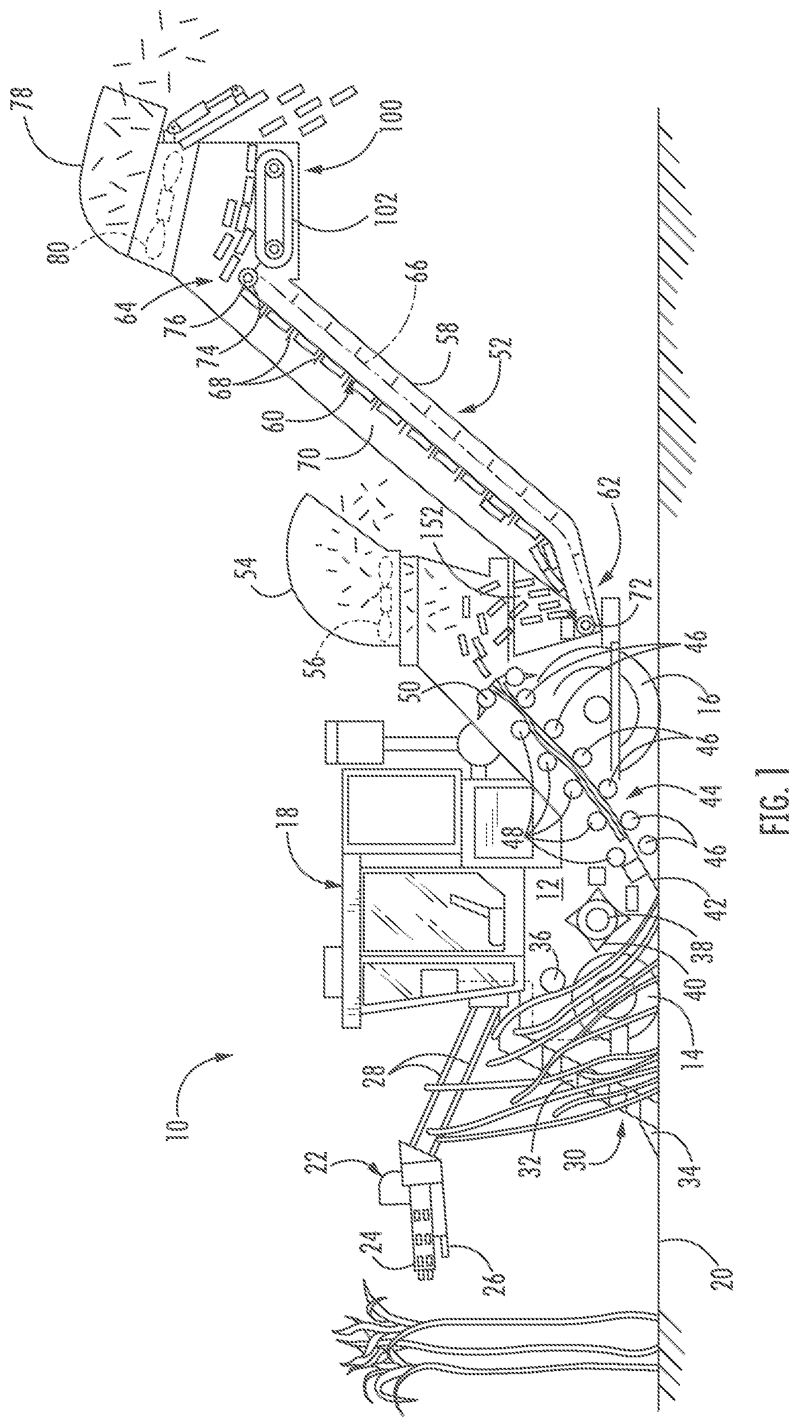 Patent US12426540 — Elevator assembly for an agricultural harvester with a storage hopper having a conveyor therein — Figure 1