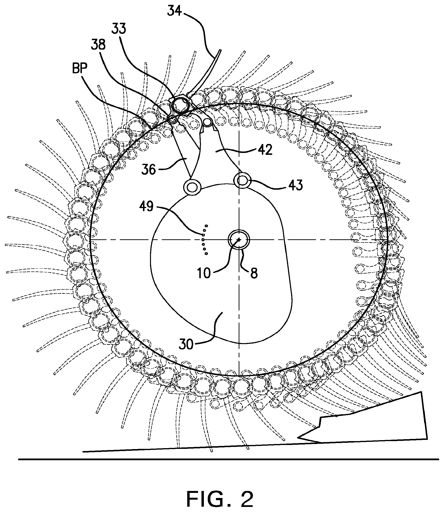 Patent US12426541 Figure 2 – Harvesting cam reel with convertible transport mode