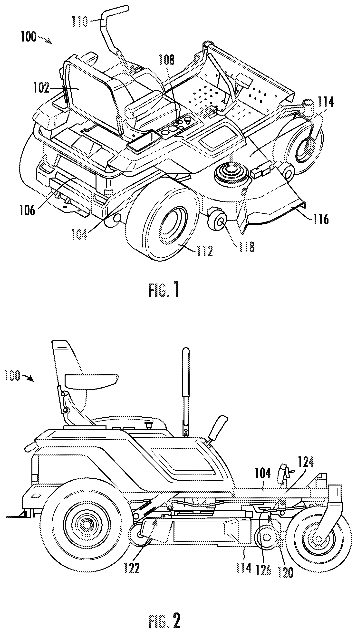 Patent US12426543 Figure 1 – Lawn mowers, detachable mower decks, and methods associated therewith